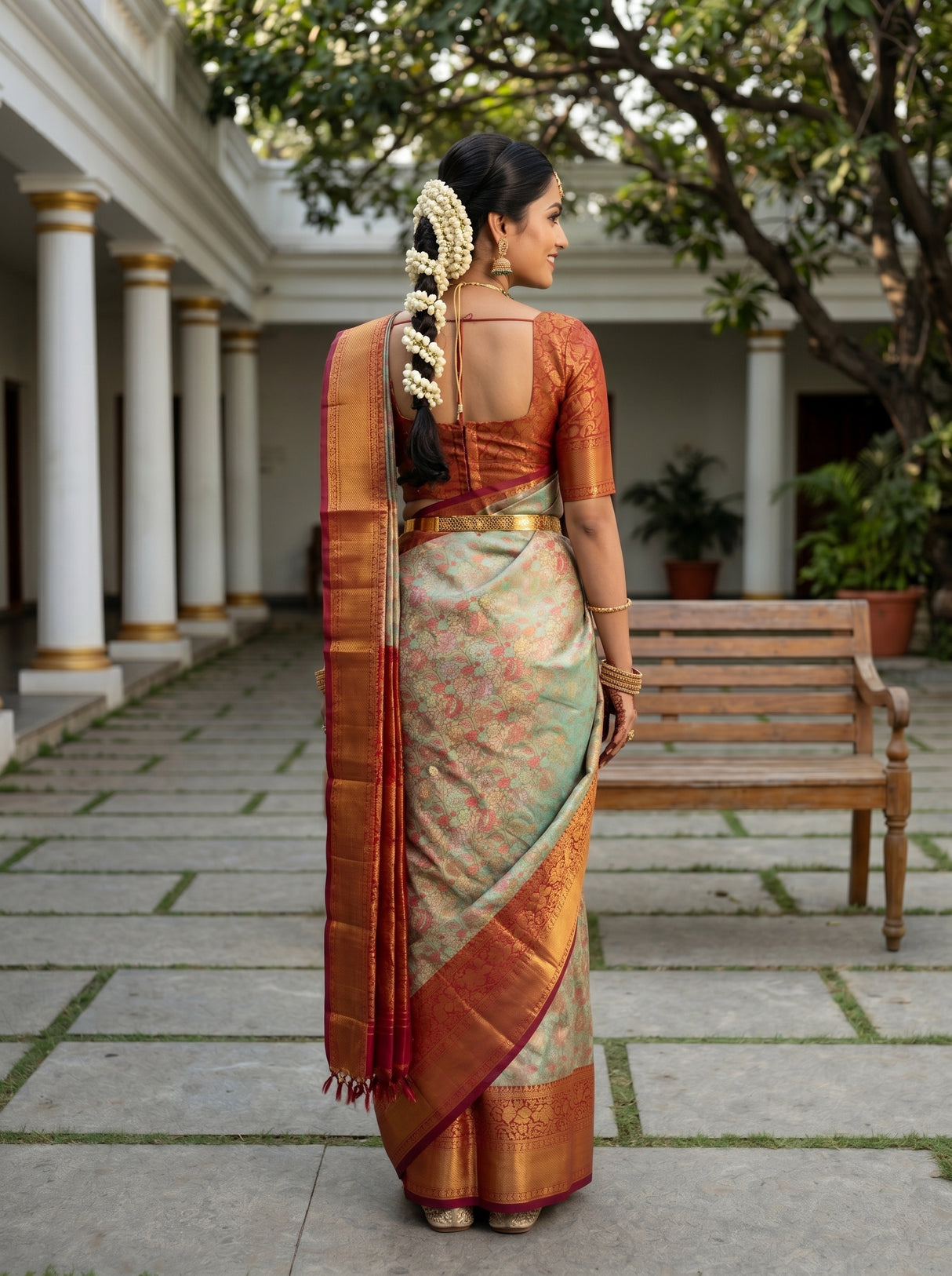 MIMOSA Pista Saree Saree — pose 2 styling detail