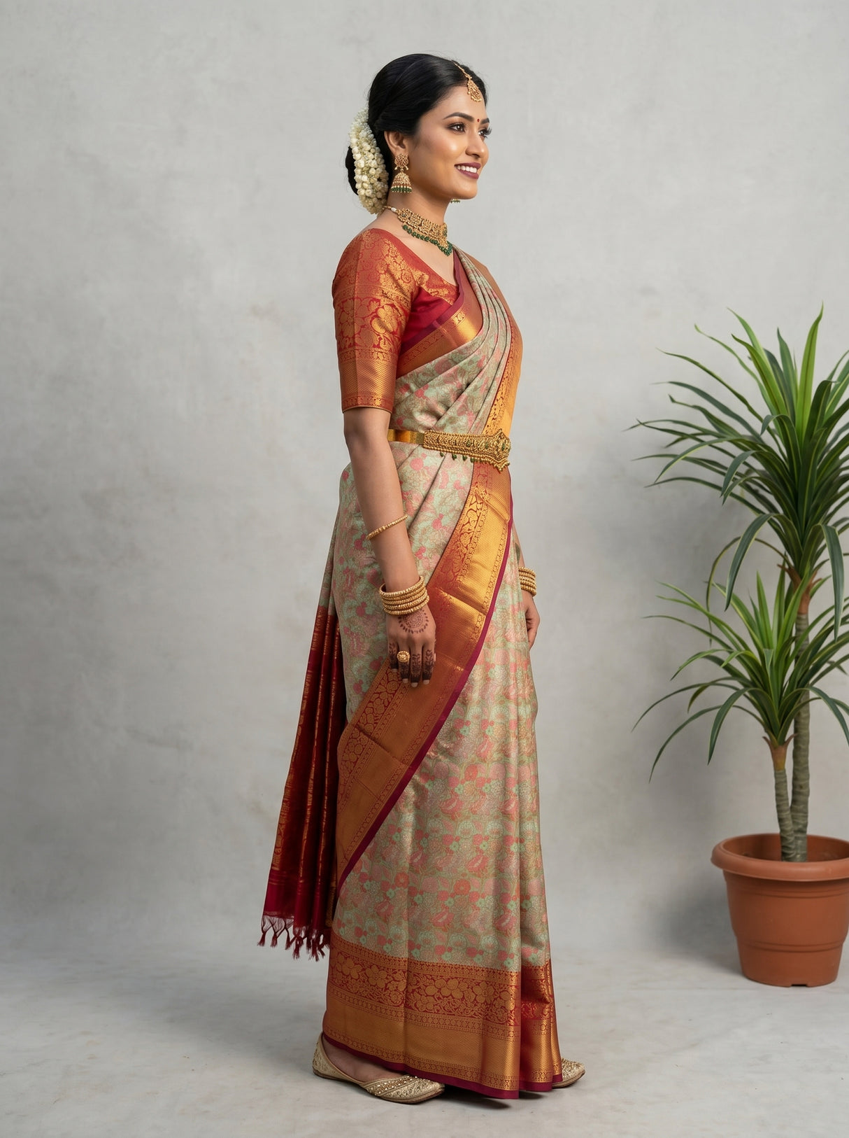 MIMOSA Pista Saree Saree — pose 3 styling detail