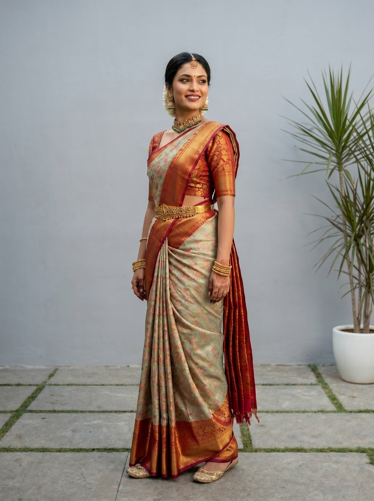MIMOSA Pista Saree Saree — pose 5 styling detail