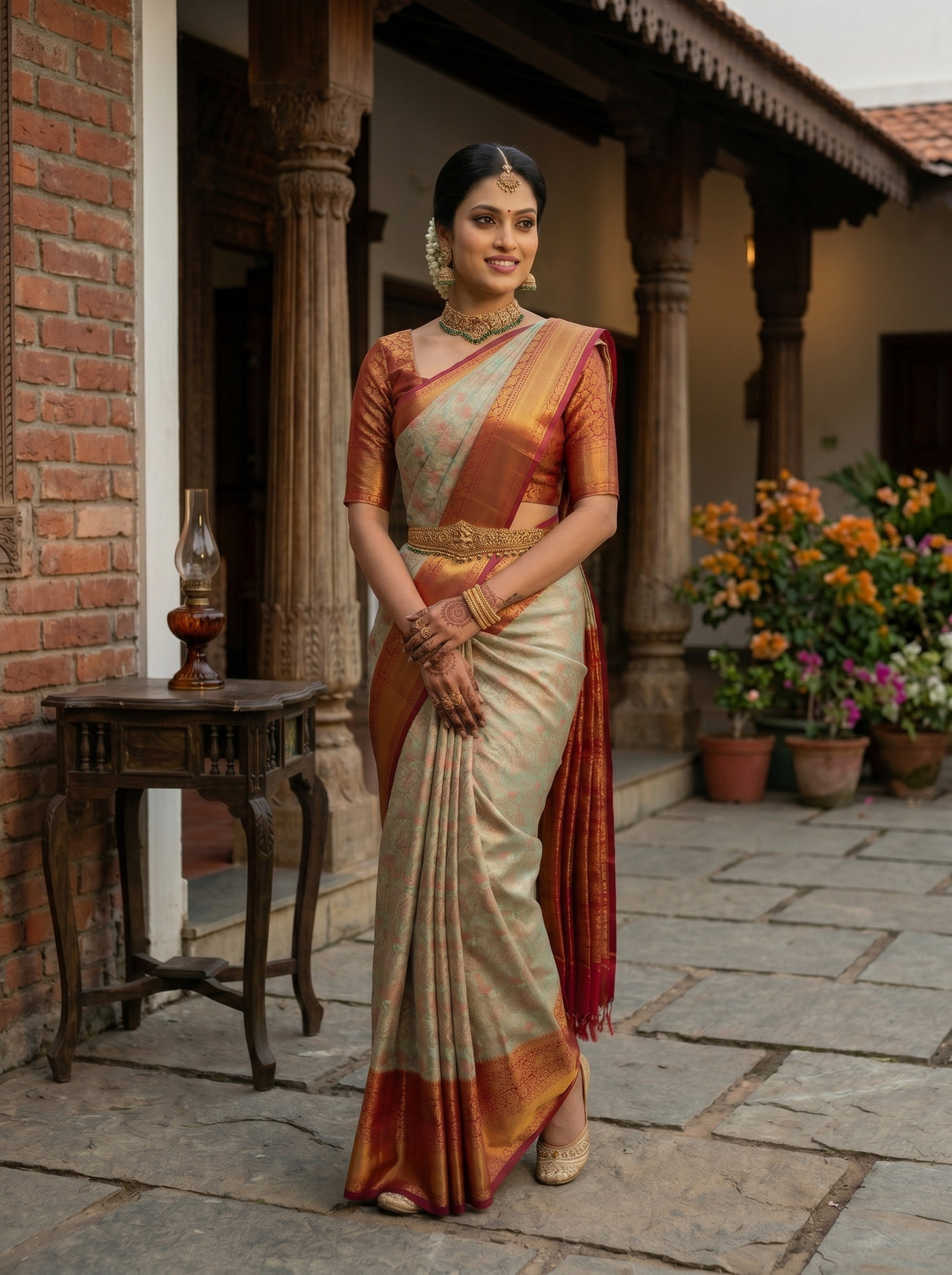 MIMOSA Pista Saree Saree — pose 9 styling detail