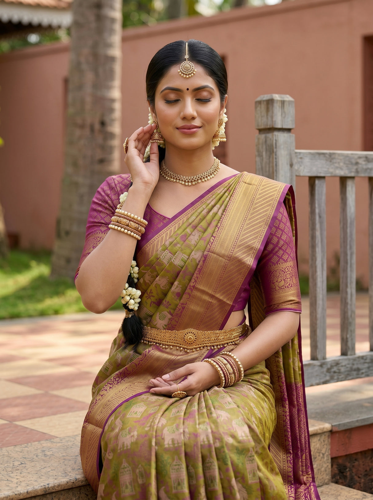 MIMOSA Green Saree Saree — pose 10 styling detail
