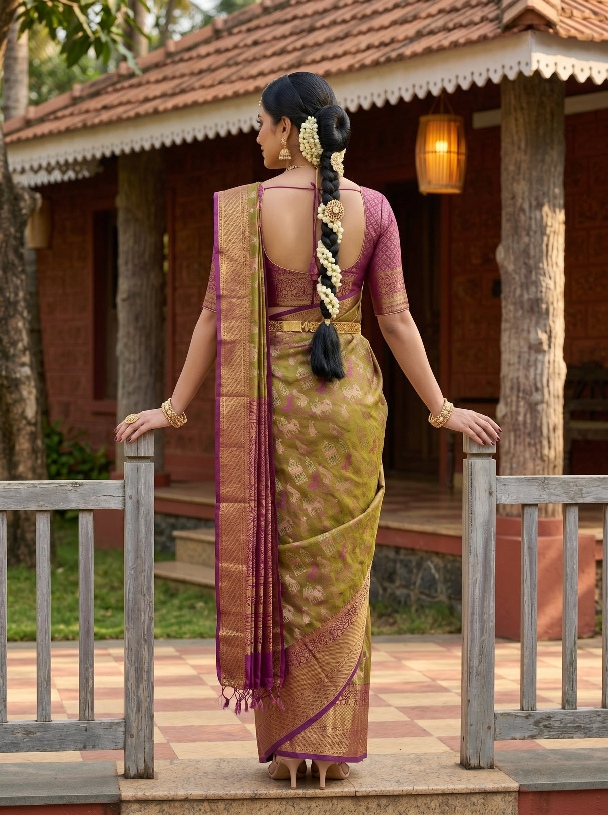 MIMOSA Green Saree Saree — pose 2 styling detail