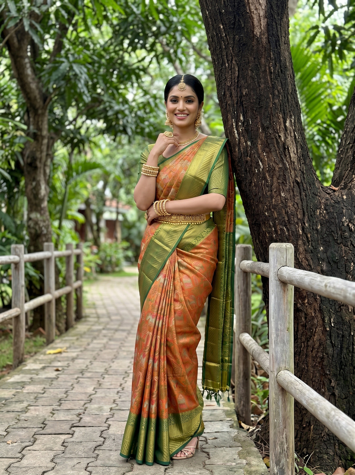 MIMOSA Orange Saree Saree — pose 9 styling detail
