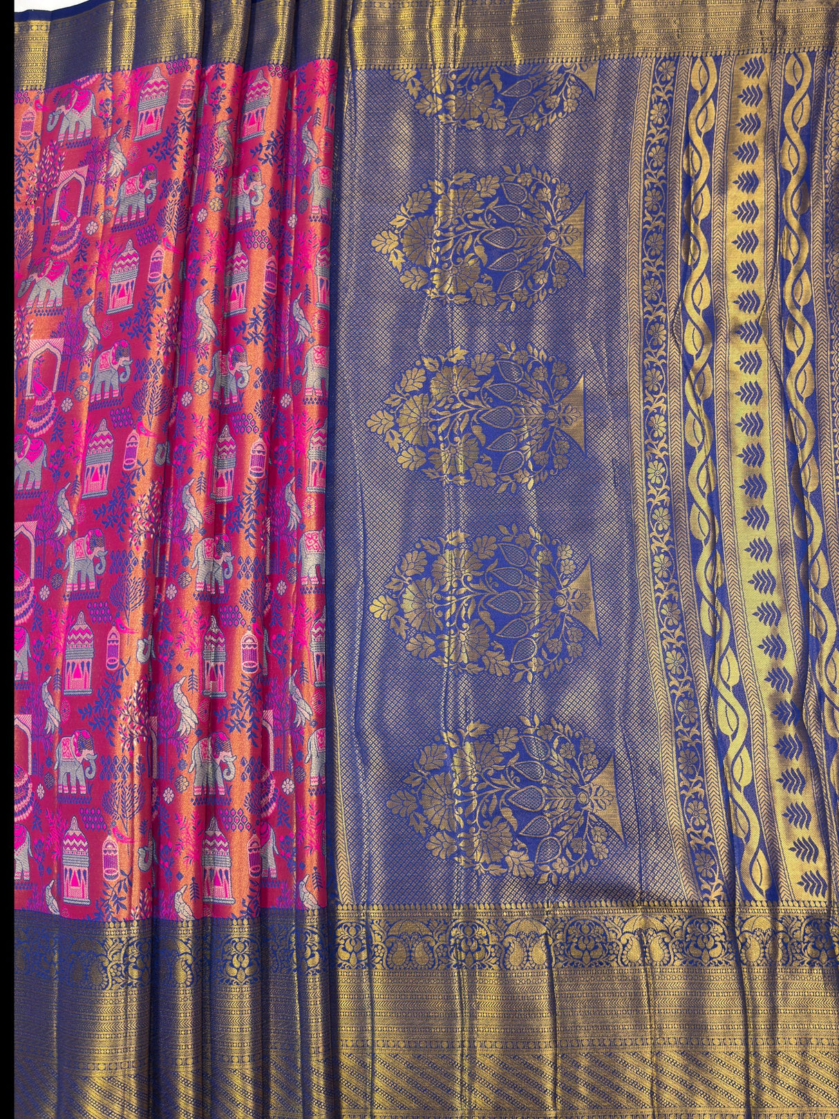 MIMOSA Rani Saree Saree — pallu and zari work detail
