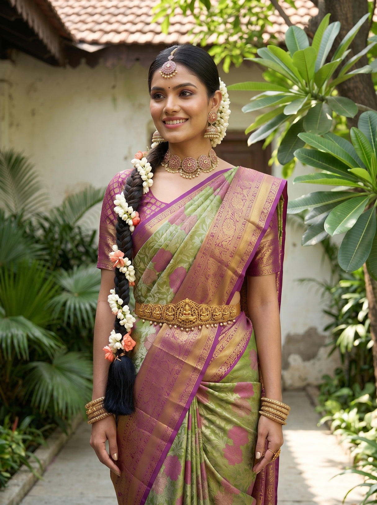 MIMOSA Green Saree Saree — pose 10 styling detail