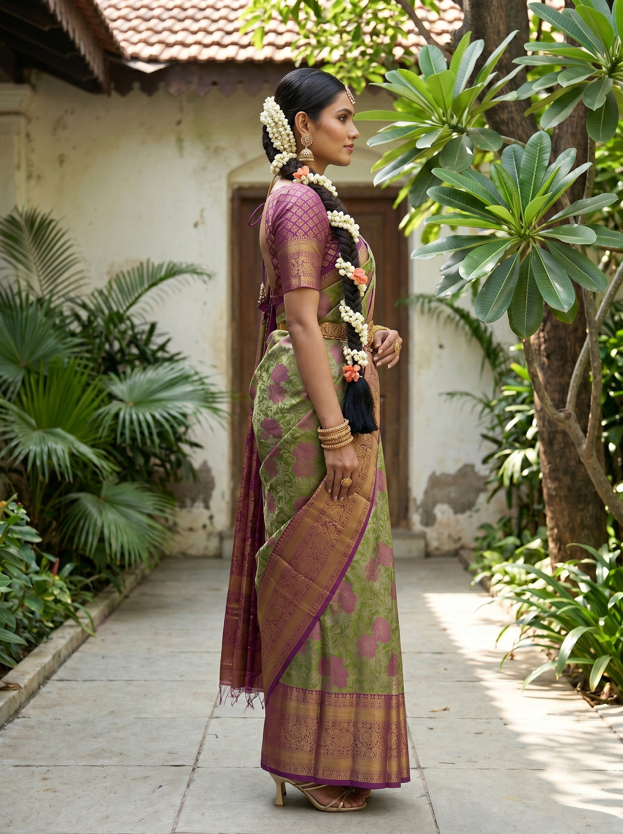 MIMOSA Green Saree Saree — pose 3 styling detail