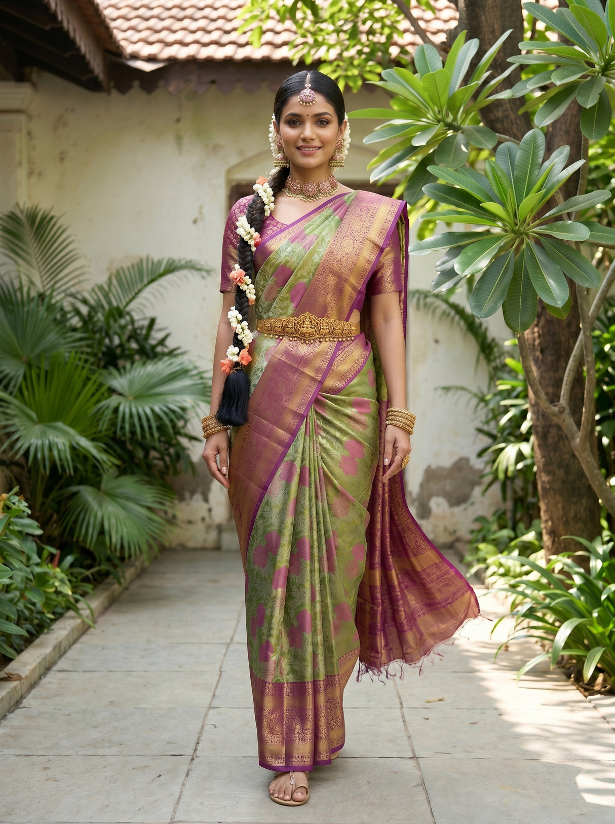 MIMOSA Green Saree Saree — pose 6 styling detail