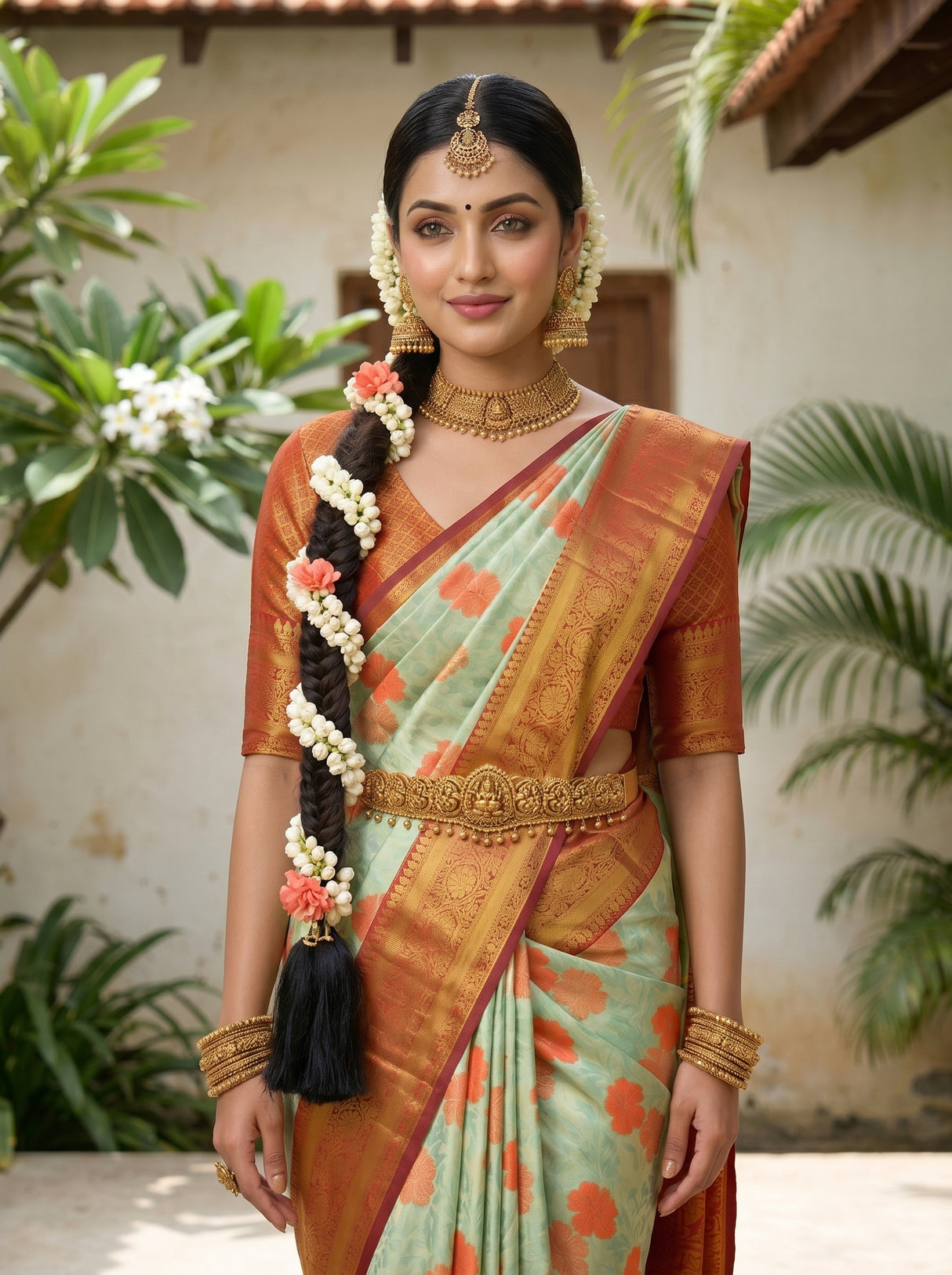 MIMOSA Pista Saree Saree — pose 10 styling detail