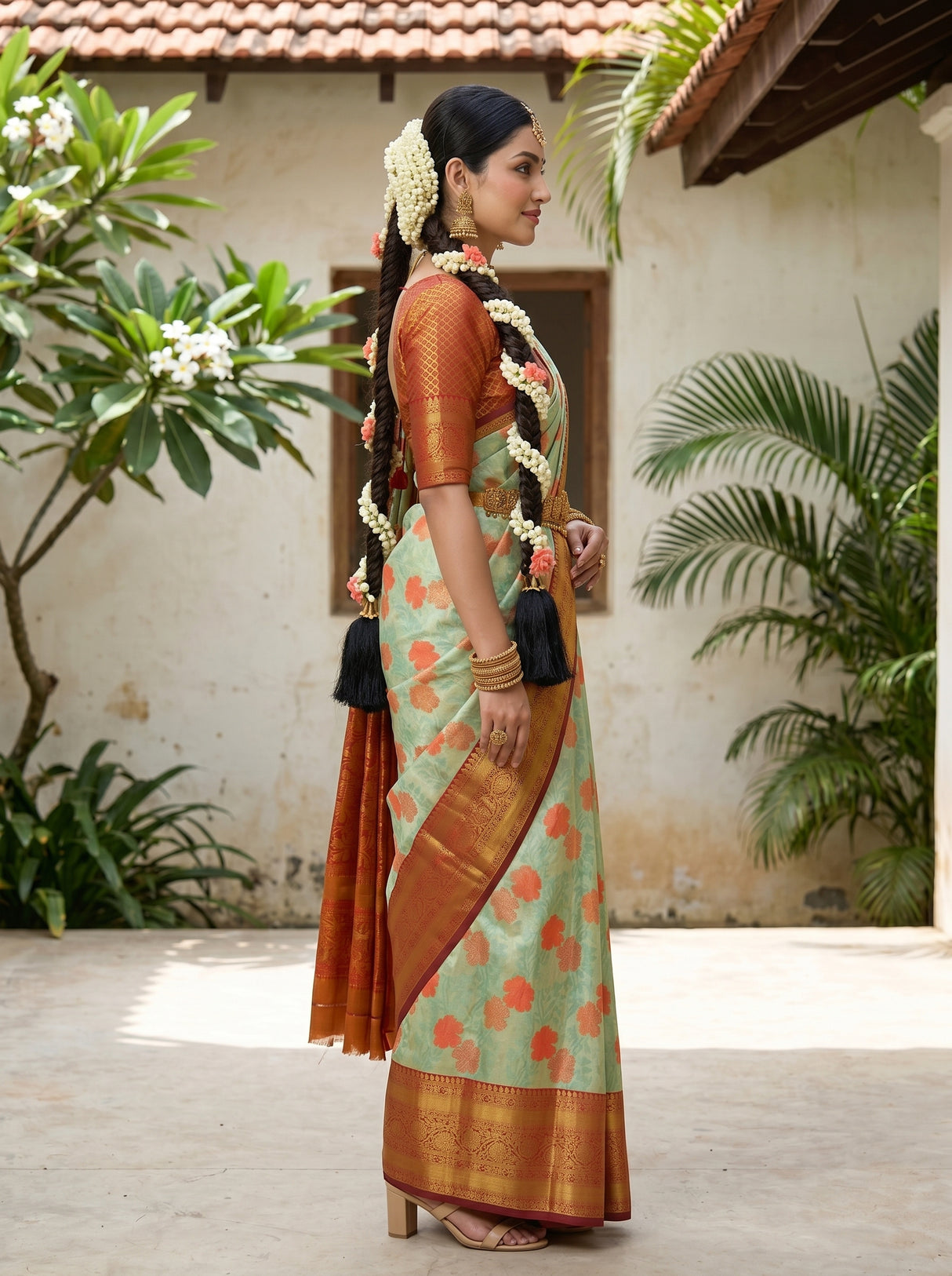 MIMOSA Pista Saree Saree — pose 3 styling detail