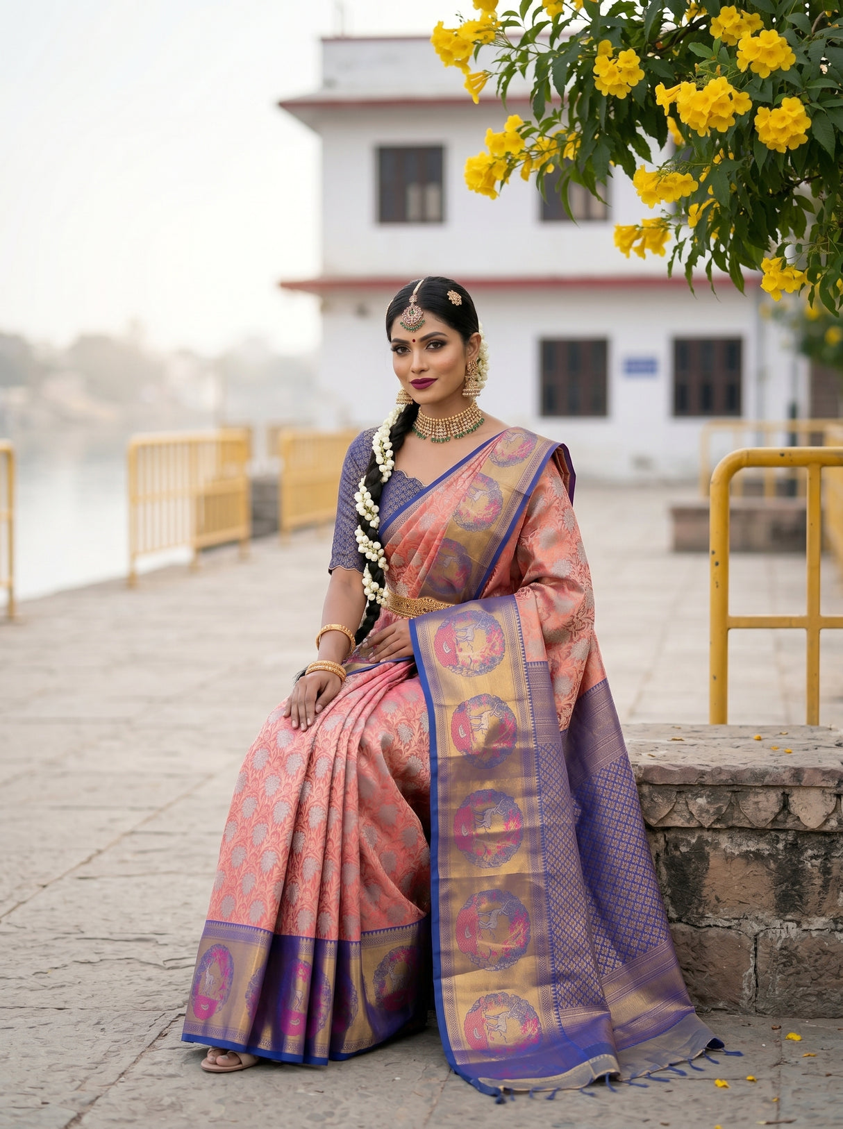 MIMOSA Rani Kanjivaram Art Silk Saree — close-up of saree pleats