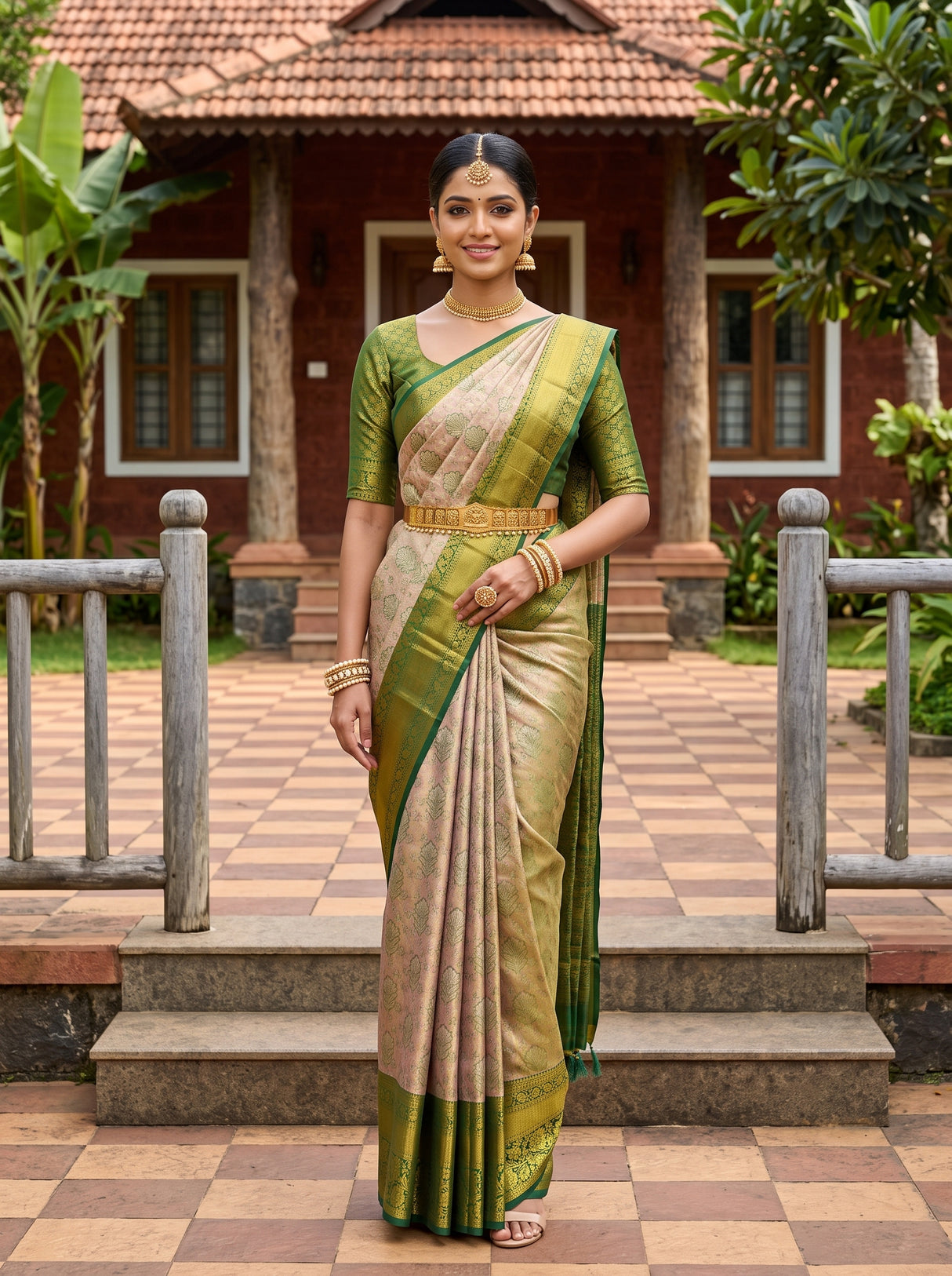 MIMOSA Lavender Kanjivaram Art Silk Saree — AI Model lifestyle pose