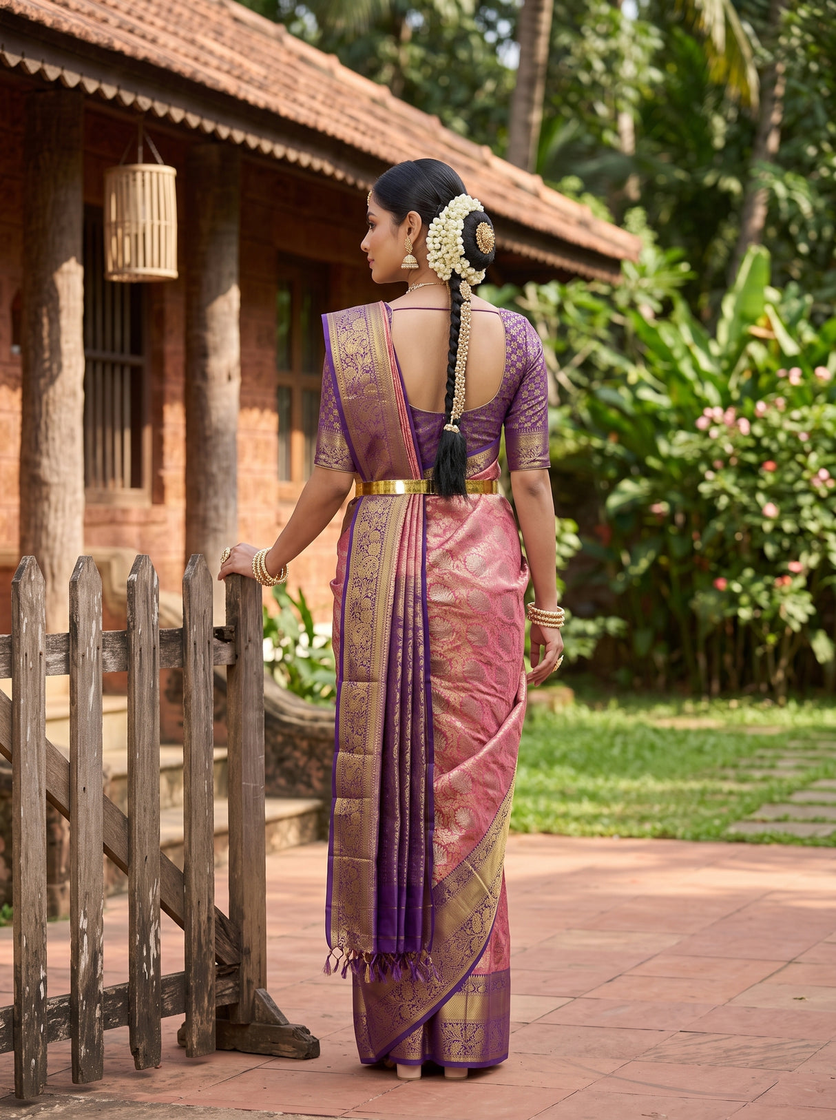 MIMOSA Rani Kanjivaram Art Silk Saree — Full saree body and pallu shot