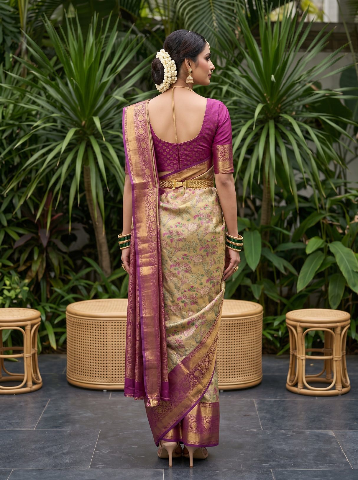 MIMOSA Magenta Saree Saree — pose 2 styling detail
