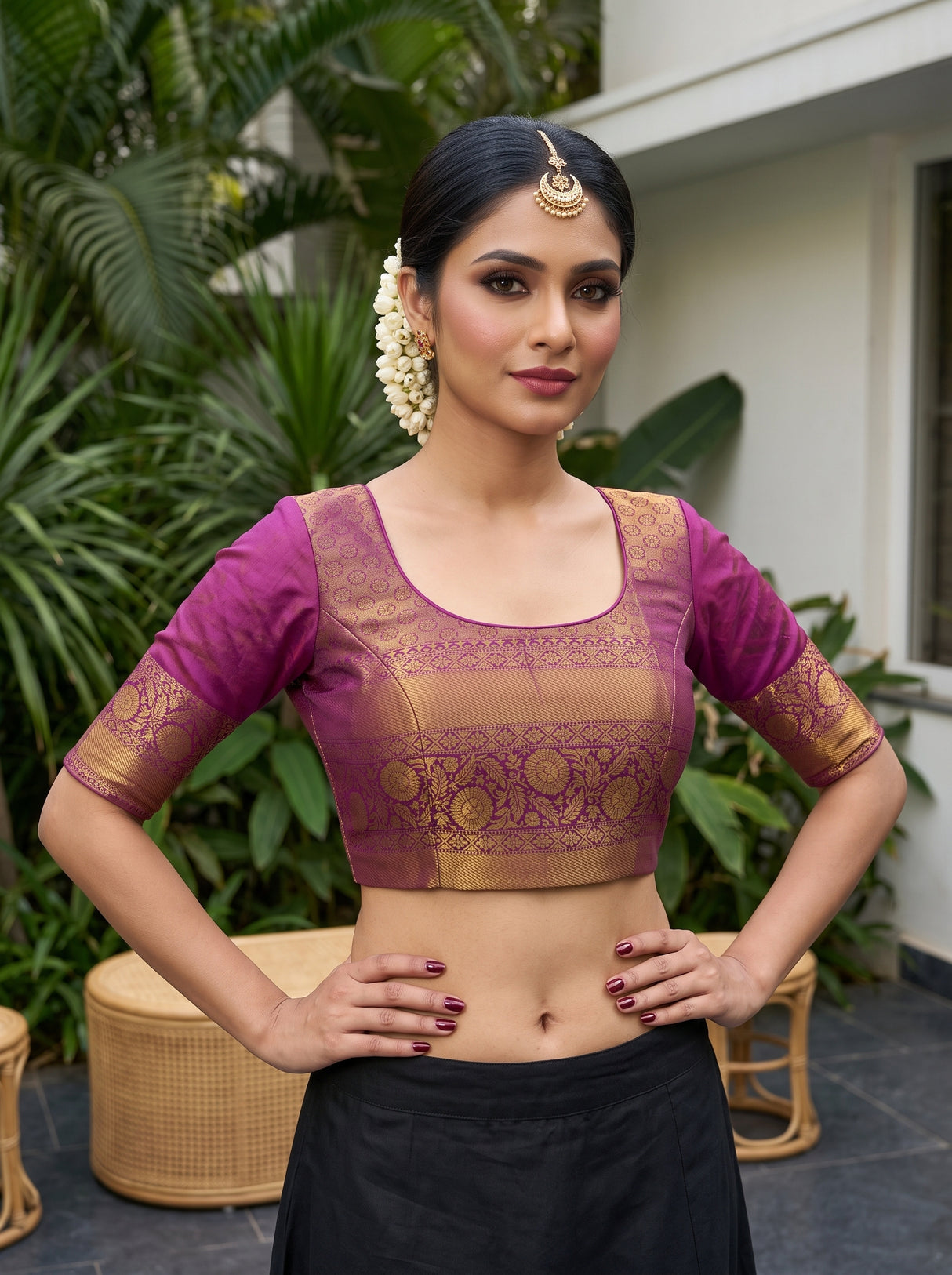MIMOSA Magenta Saree Saree — blouse close-up