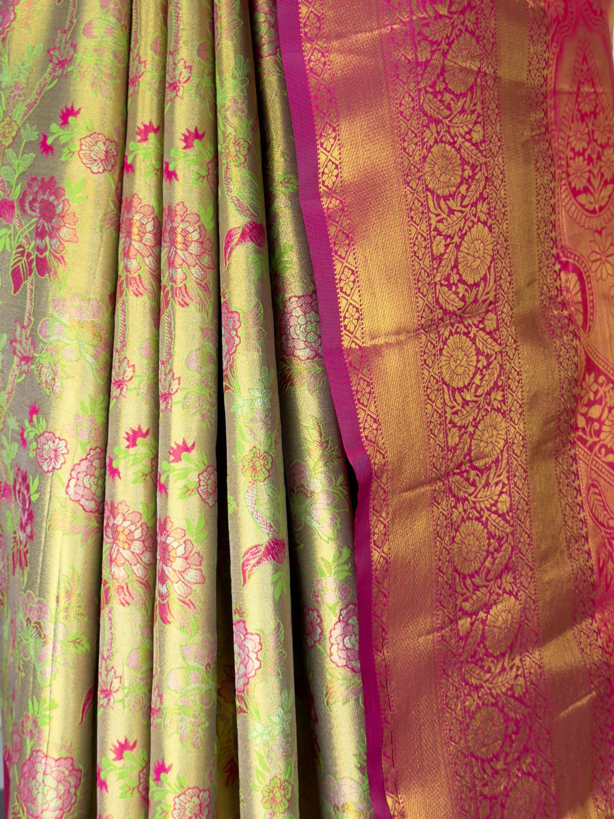 MIMOSA Parrot Green Saree Saree — fleets shot full lifestyle