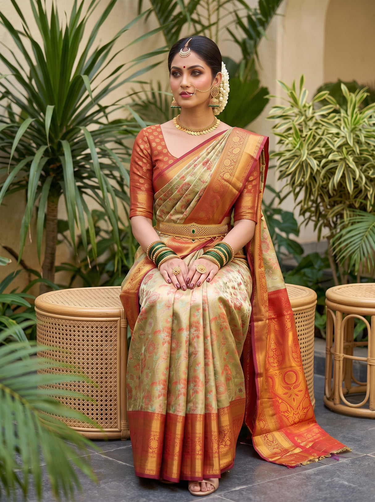 MIMOSA Pista Saree Saree — pose 10 styling detail