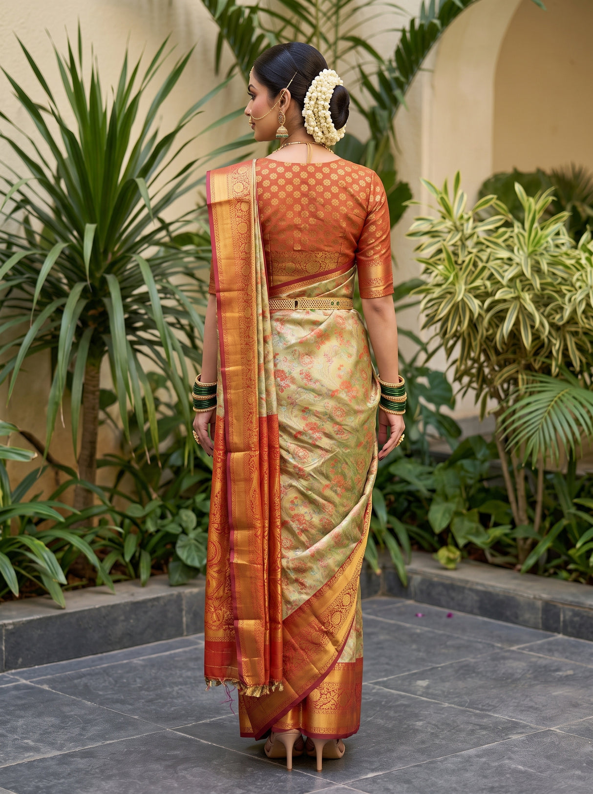 MIMOSA Pista Saree Saree — pose 2 styling detail