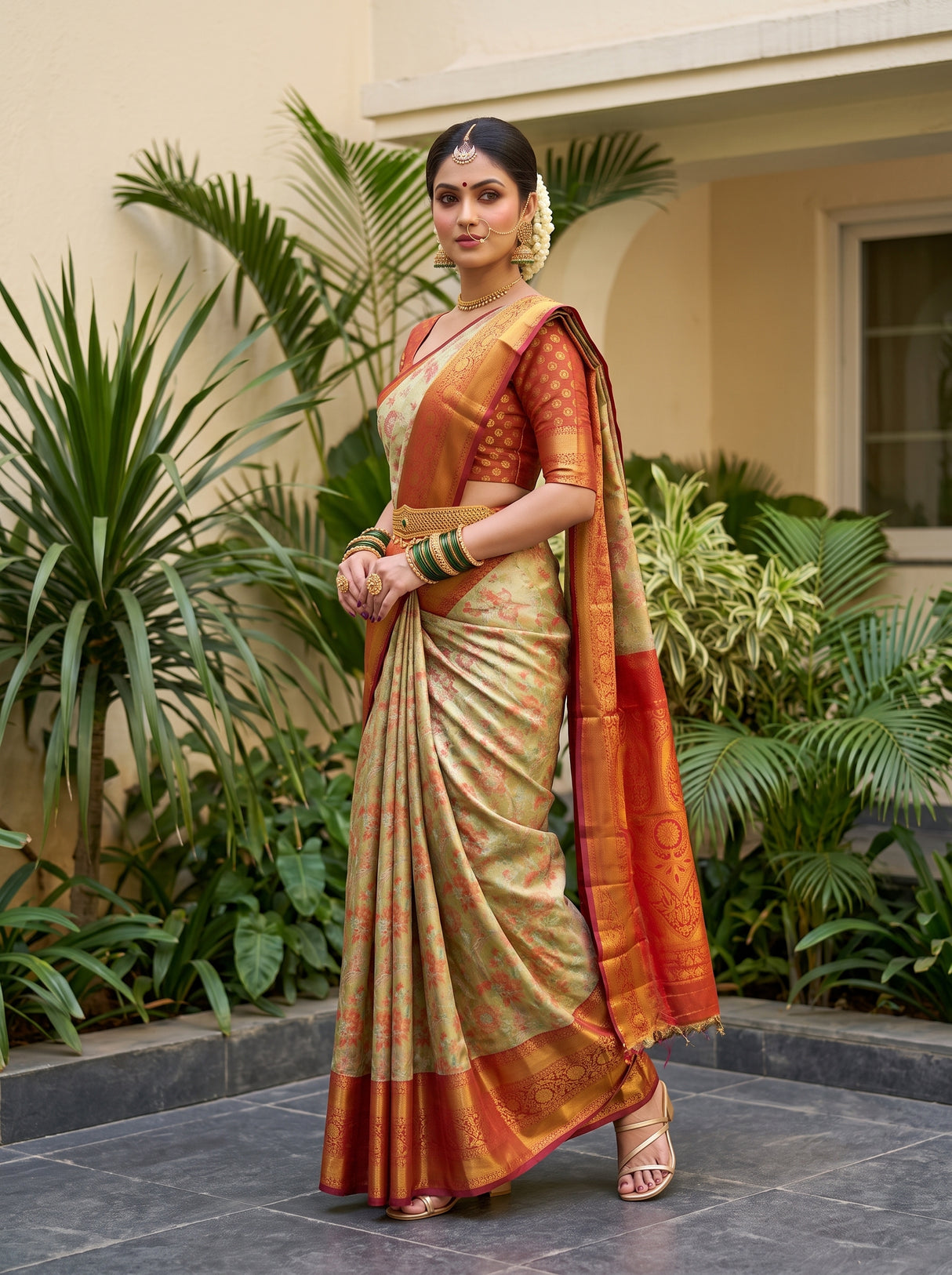 MIMOSA Pista Saree Saree — pose 9 styling detail