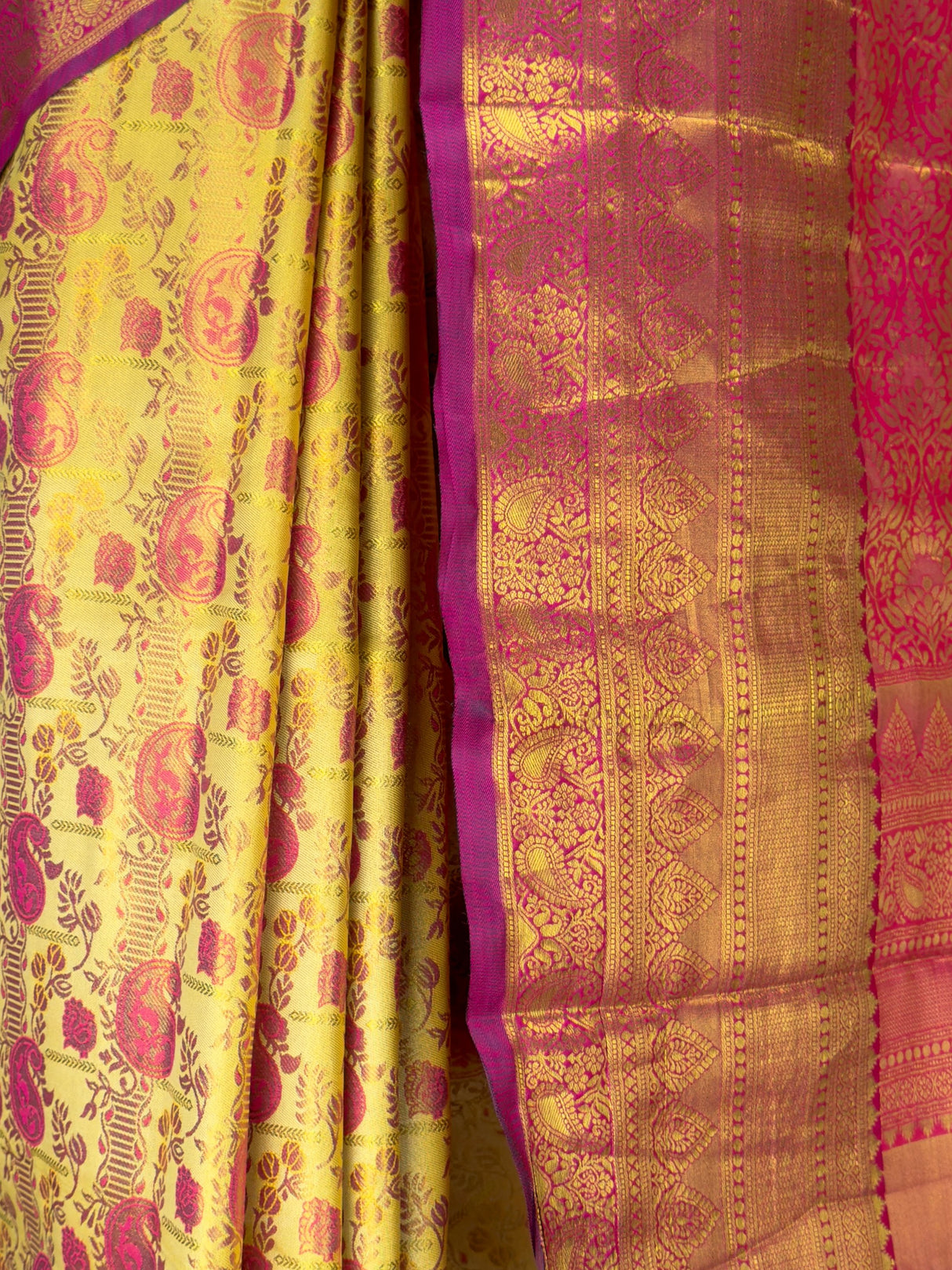 MIMOSA Gold Kanjivaram Art Silk Saree — fleets shot full lifestyle