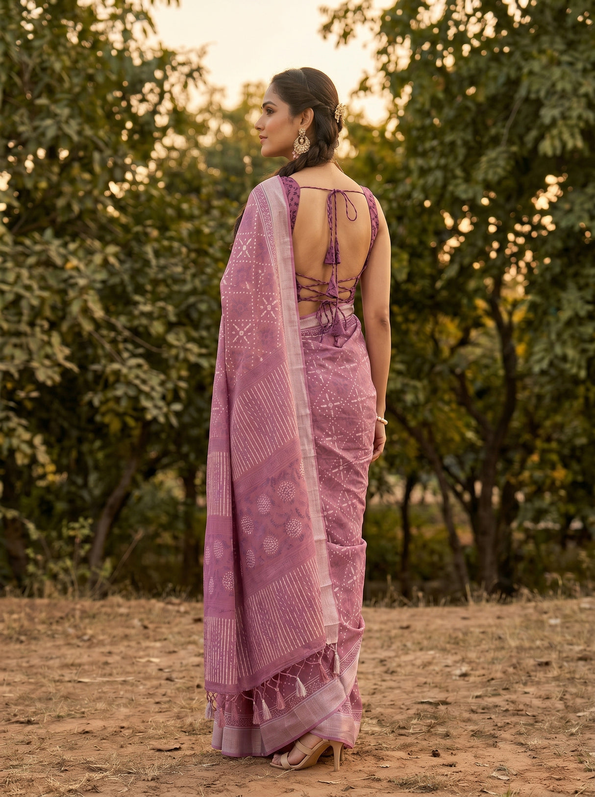 MIMOSA Pink Saree Saree — pose 3 styling detail