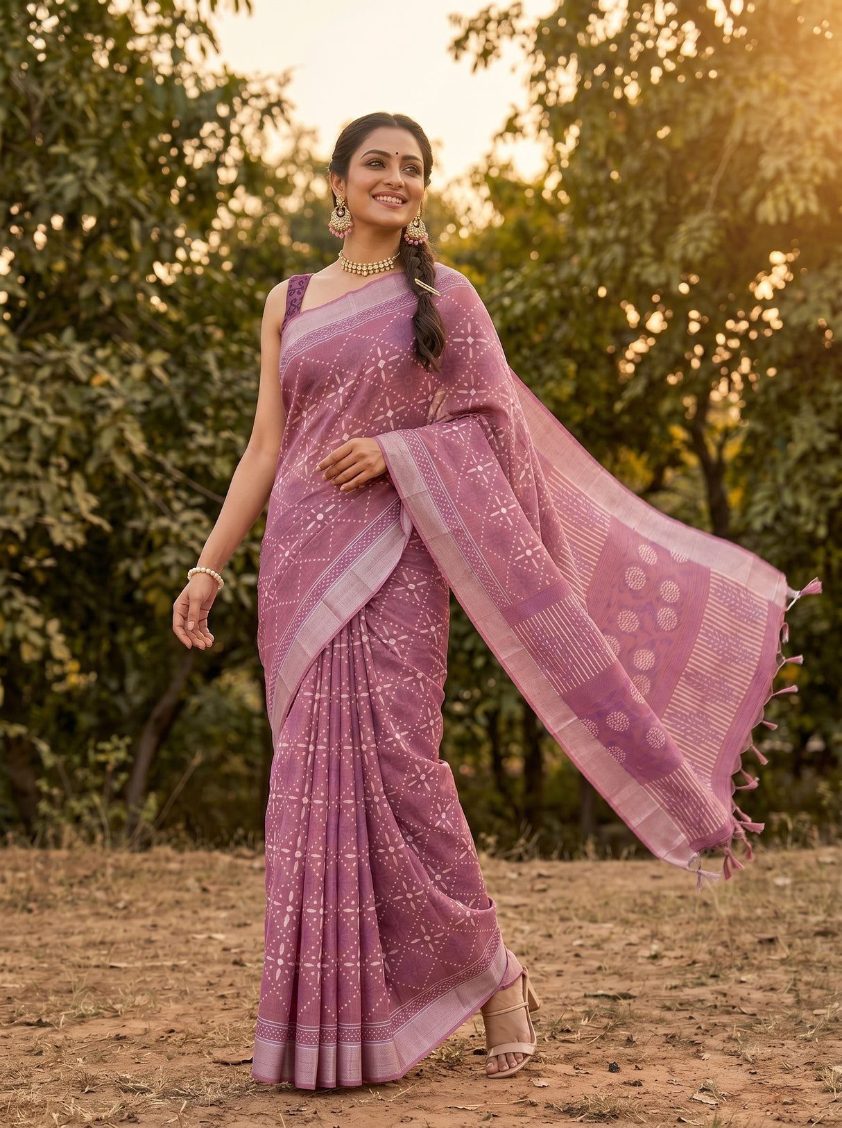 MIMOSA Pink Saree Saree — pose 5 styling detail