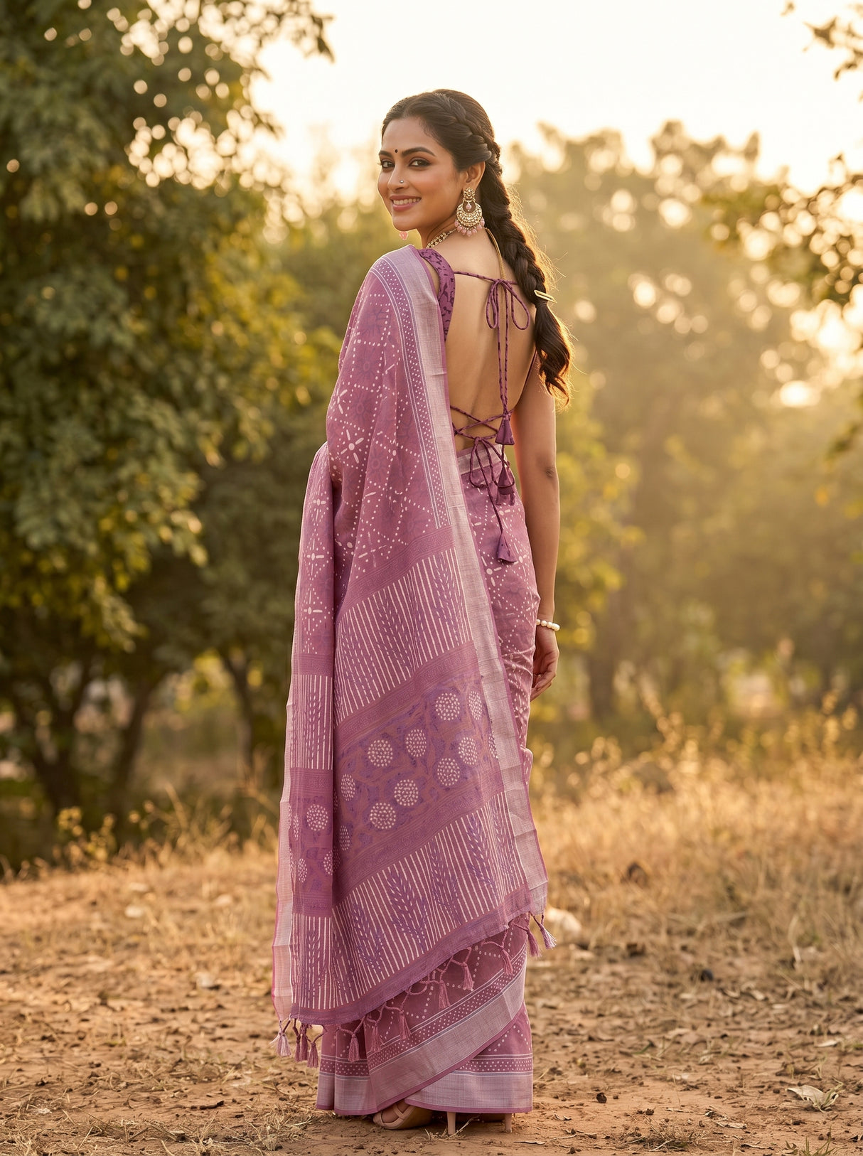 MIMOSA Pink Saree Saree — pose 7 styling detail
