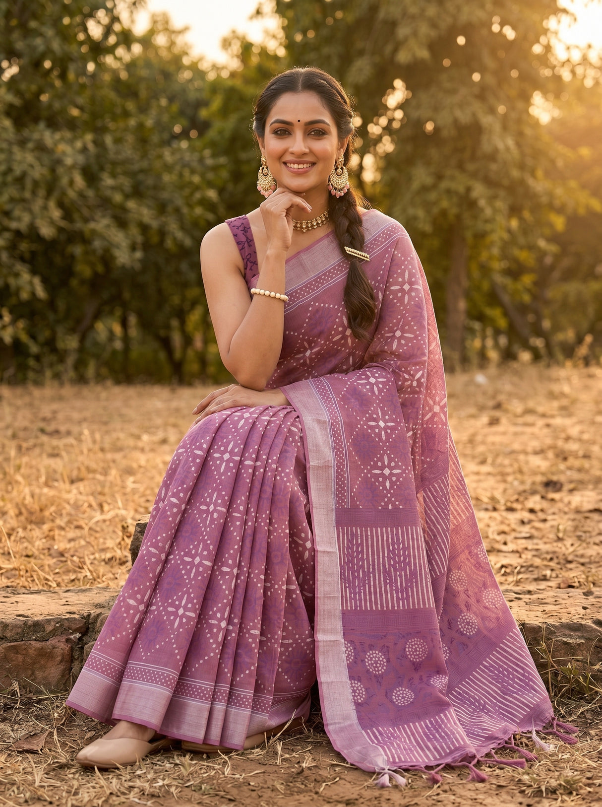 MIMOSA Pink Saree Saree — pose 8 styling detail