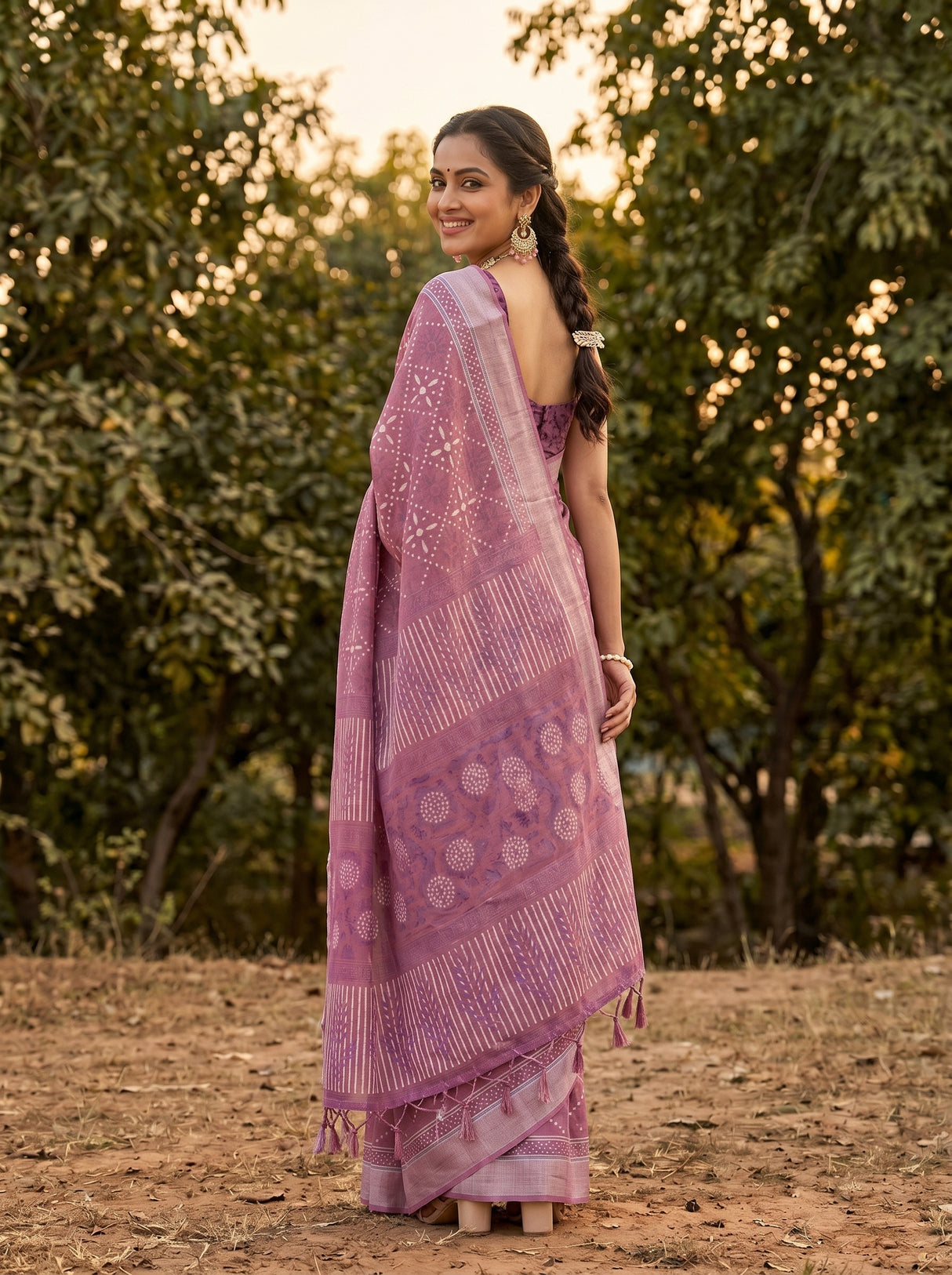 MIMOSA Pink Saree Saree — pose 9 styling detail