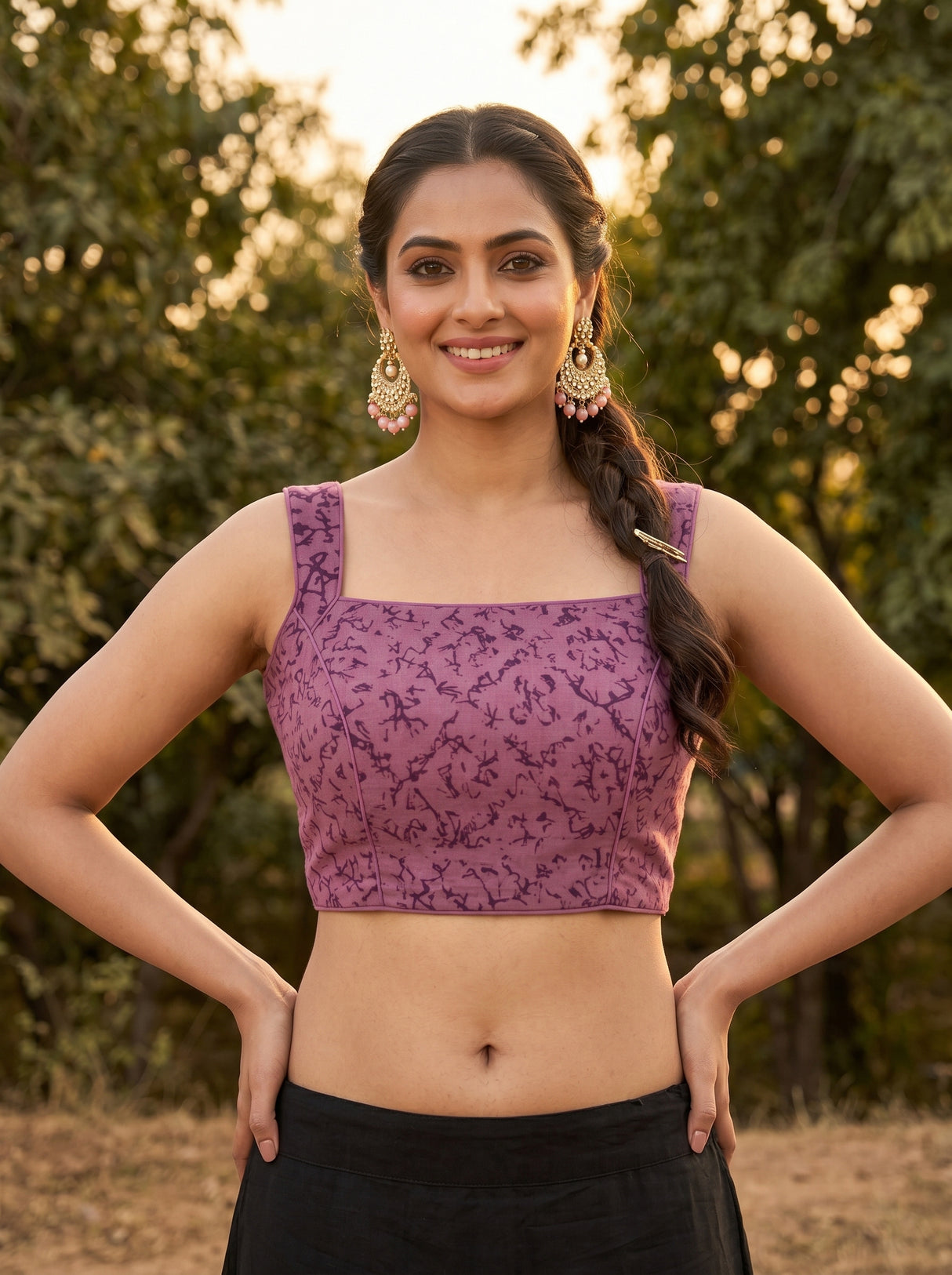 MIMOSA Pink Saree Saree — blouse close-up