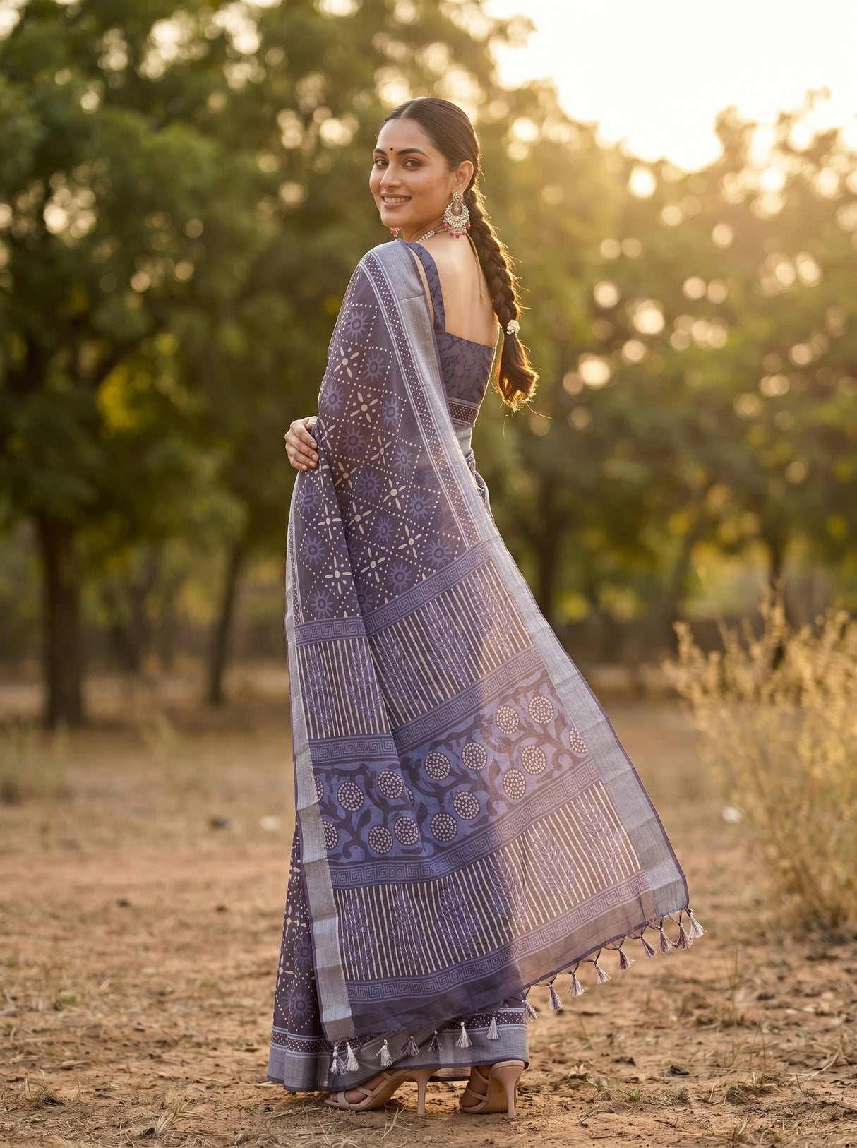 MIMOSA Violet Saree Saree — pose 7 styling detail