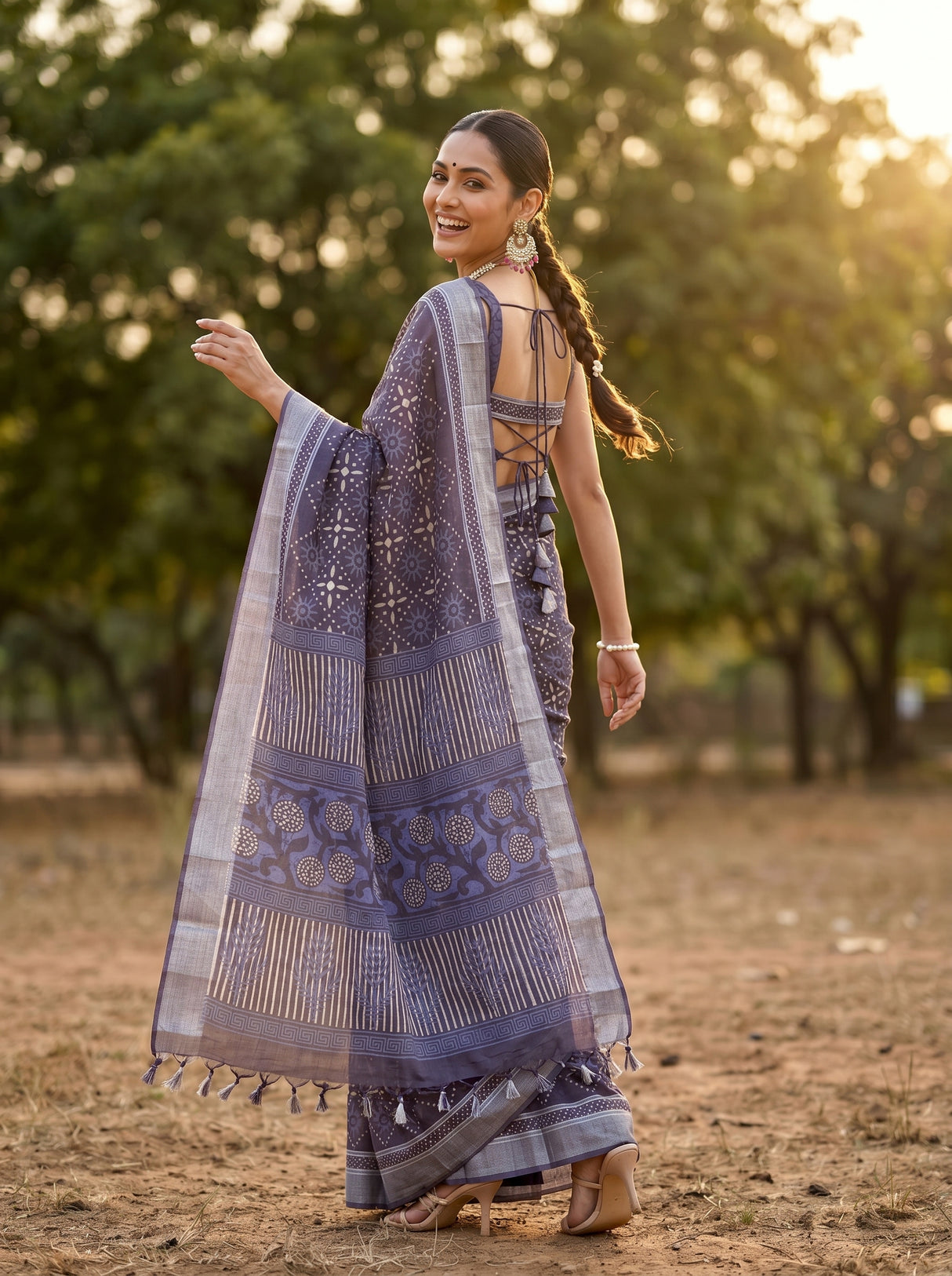 MIMOSA Violet Saree Saree — pose 9 styling detail