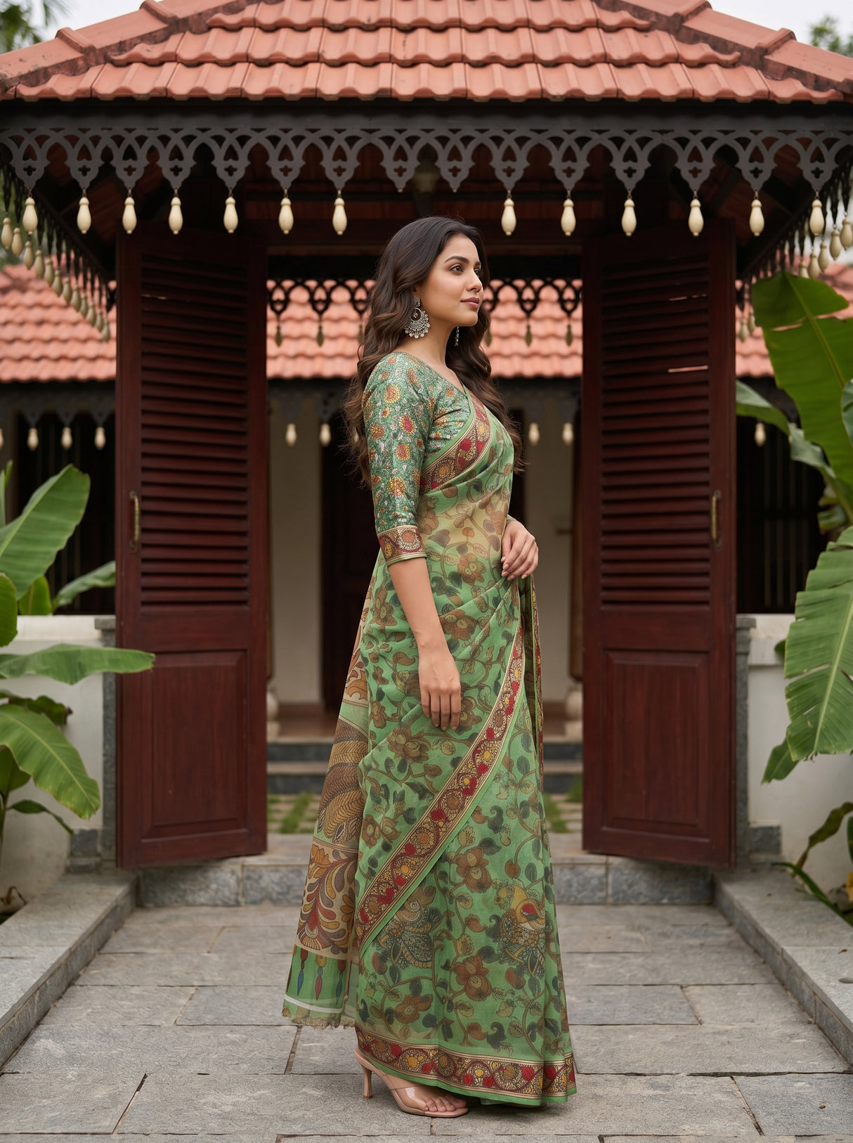 MIMOSA Green Saree Saree — pose 3 styling detail