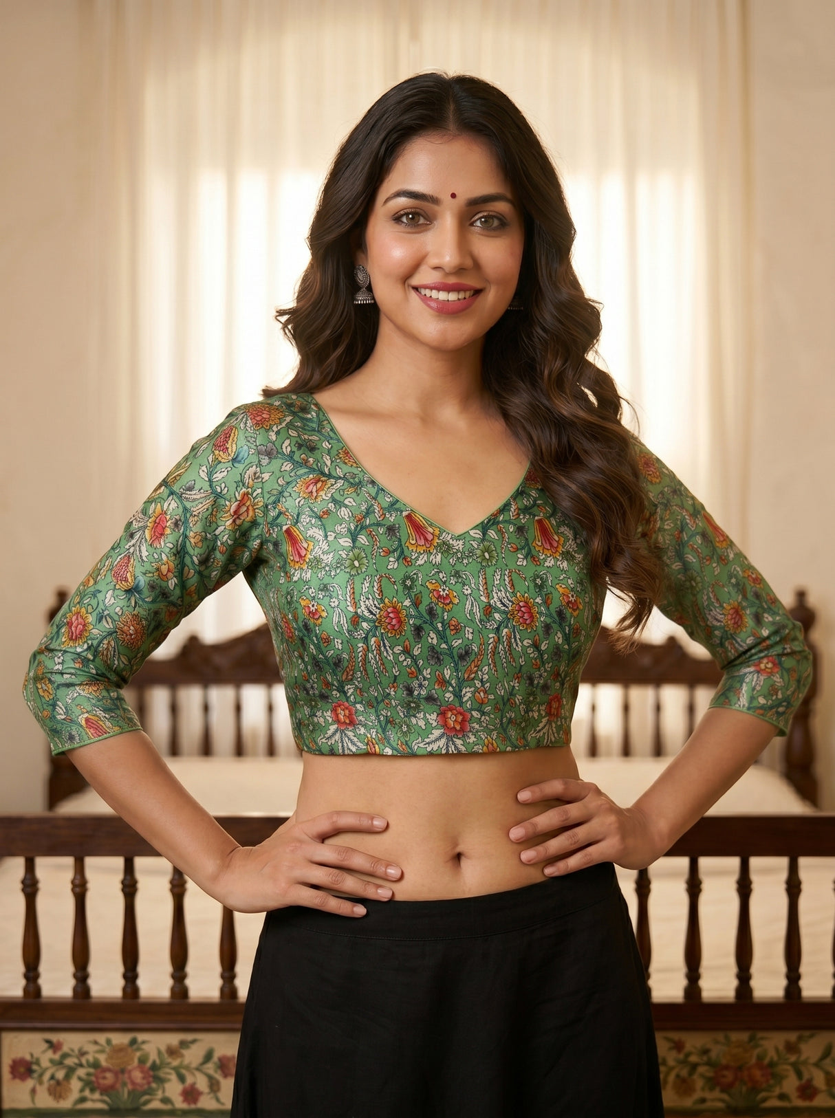 MIMOSA Green Saree Saree — blouse close-up