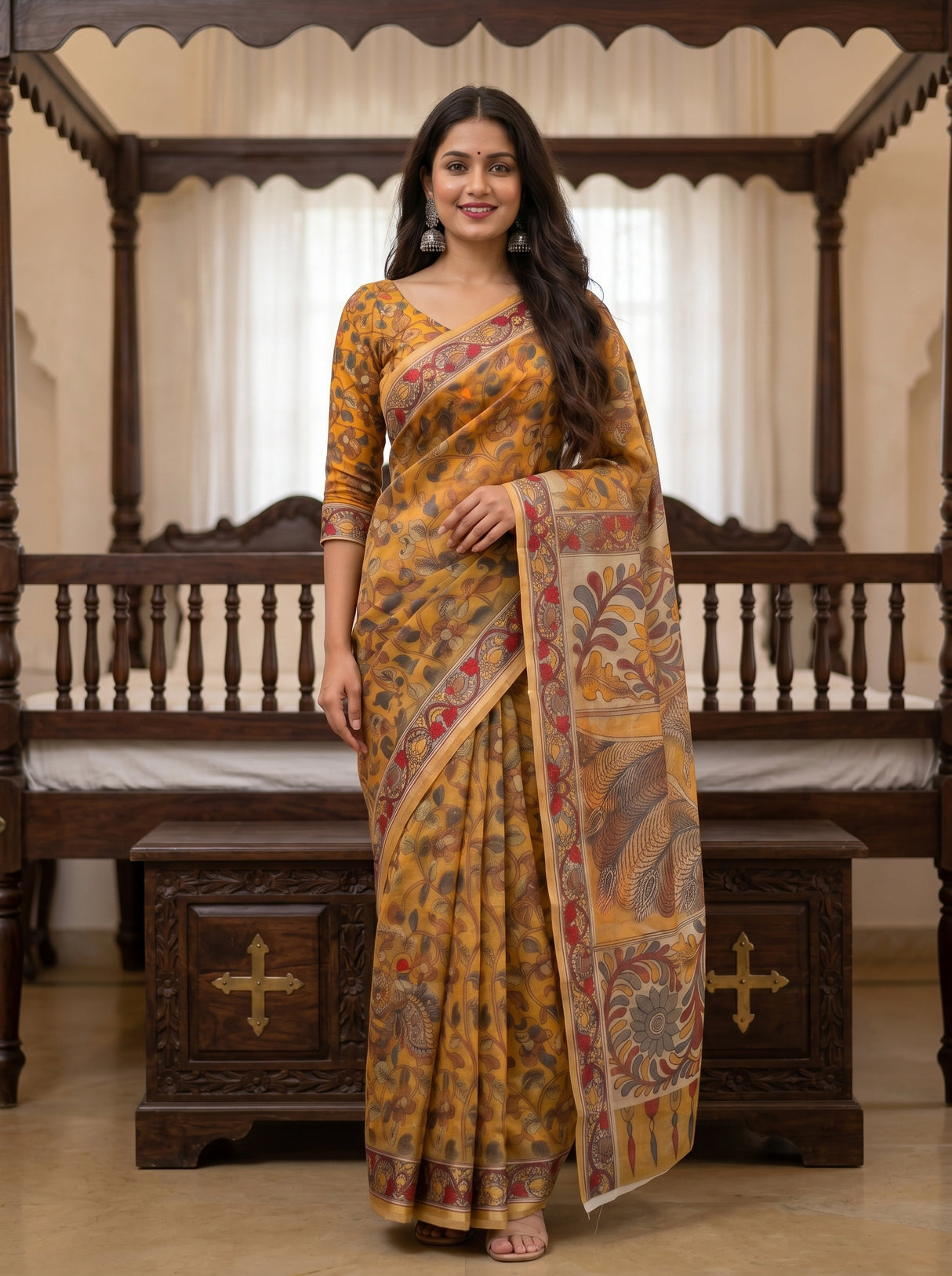 MIMOSA Mustard Saree Saree — pose 10 styling detail