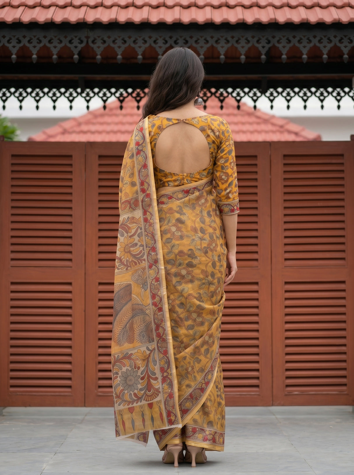 MIMOSA Mustard Saree Saree — pose 2 styling detail