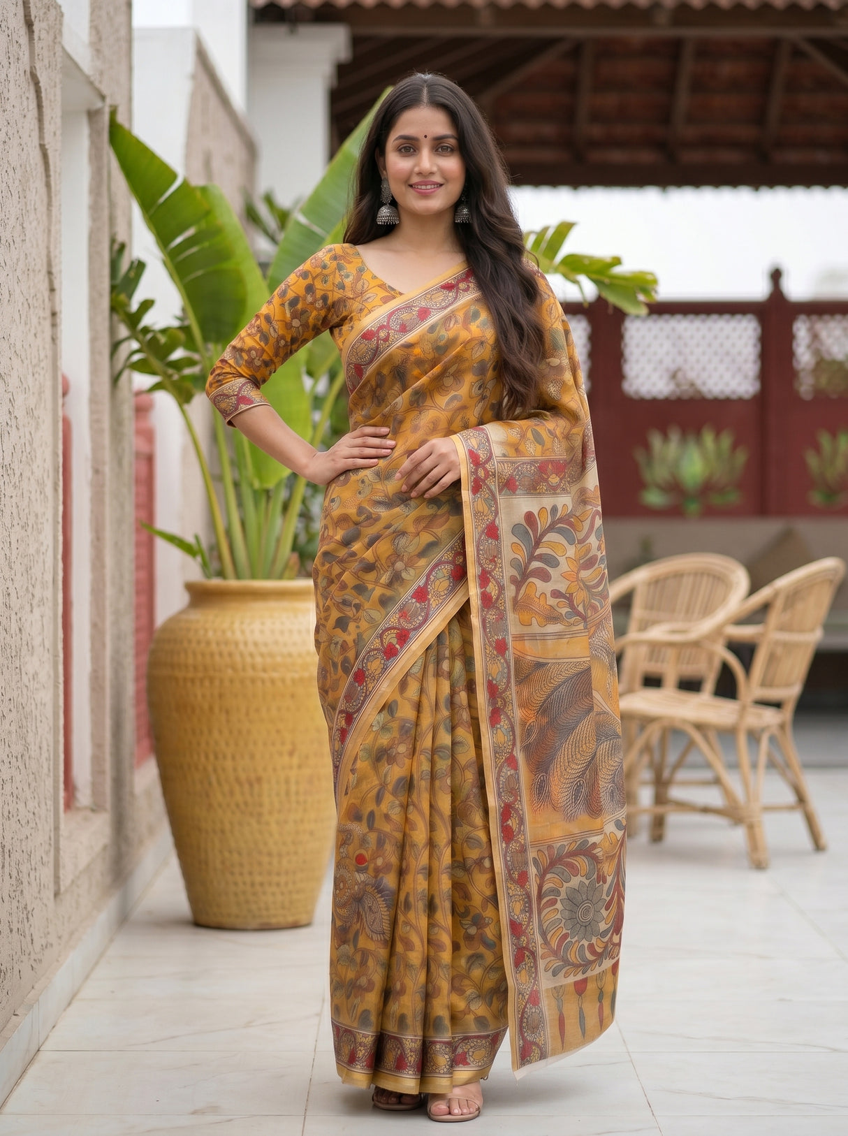 MIMOSA Mustard Saree Saree — pose 4 styling detail