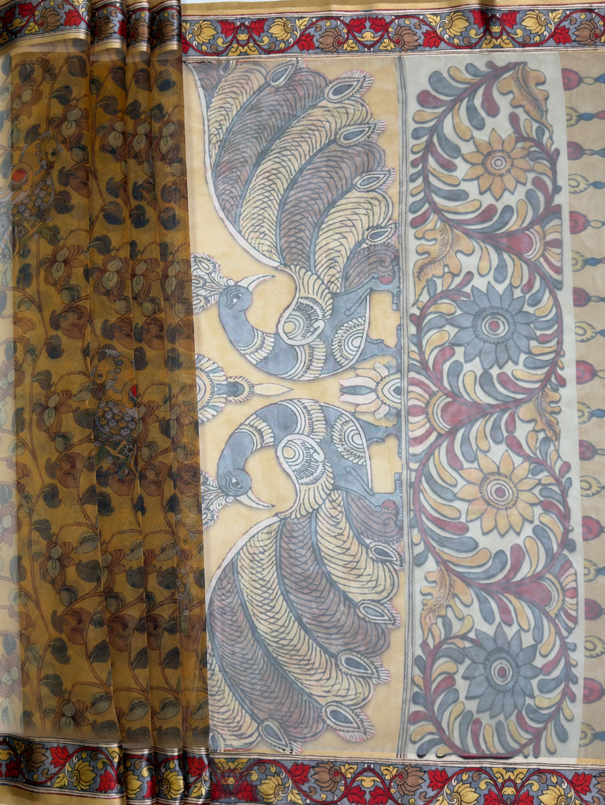 MIMOSA Mustard Saree Saree — pallu and zari work detail
