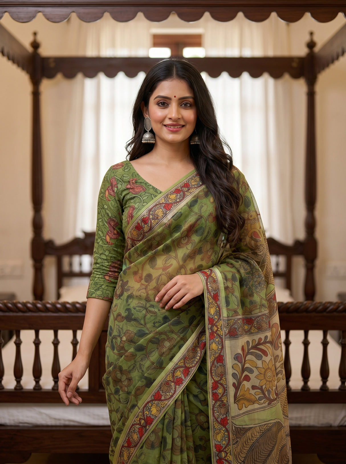 MIMOSA Olive Saree Saree — pose 10 styling detail