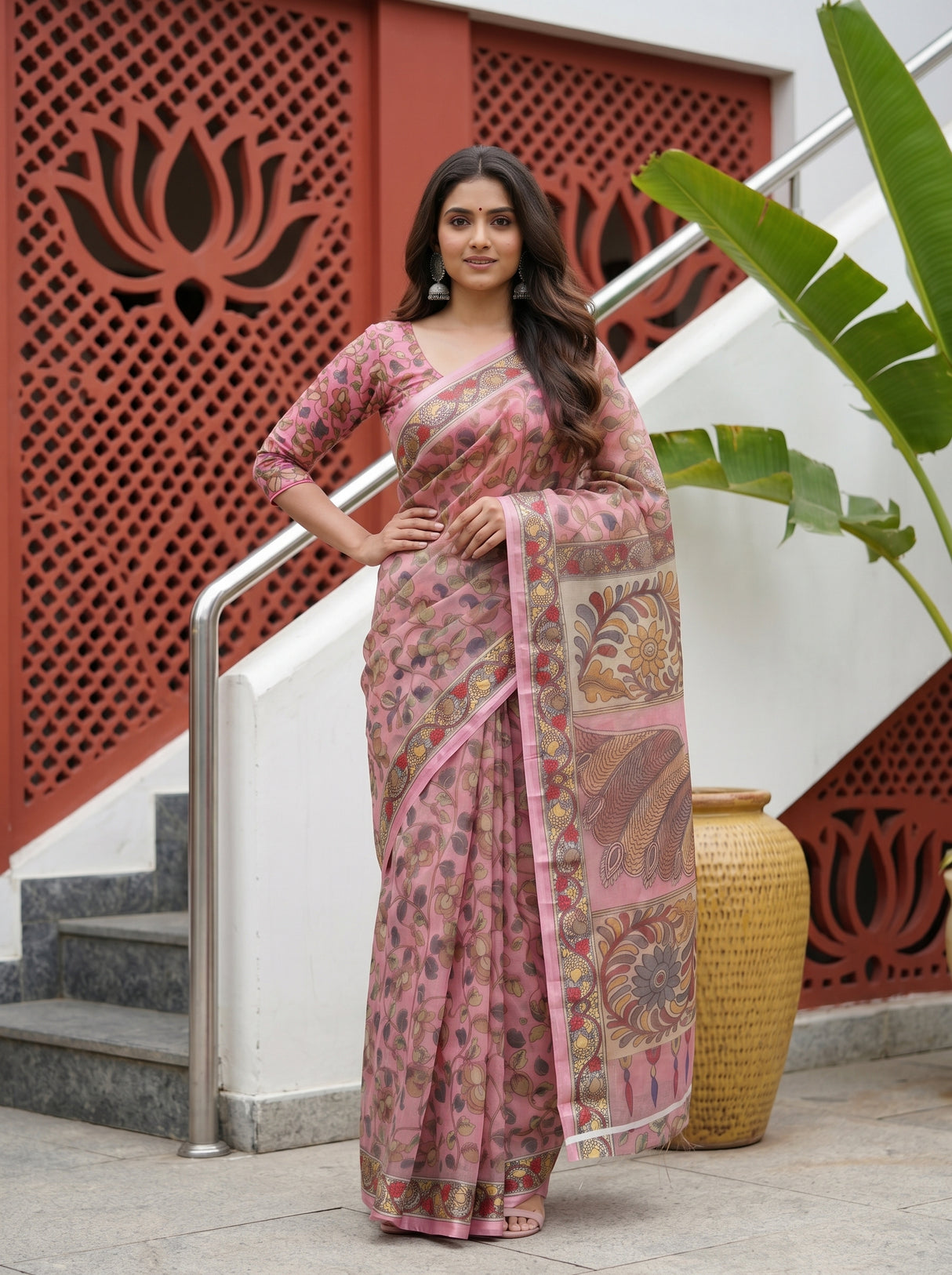 MIMOSA Pink Saree Saree — pose 4 styling detail