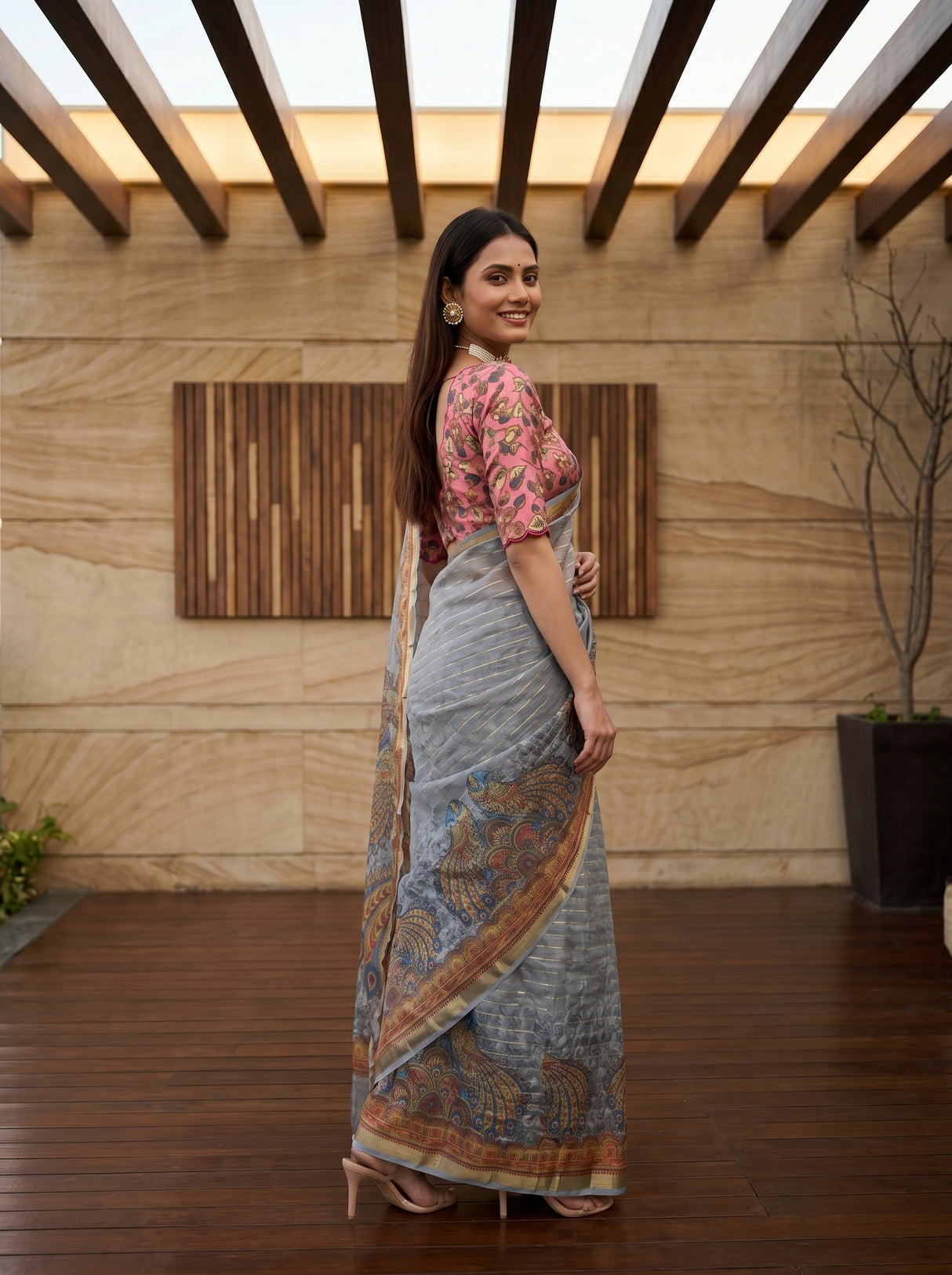 MIMOSA Grey Saree Saree — pose 7 styling detail