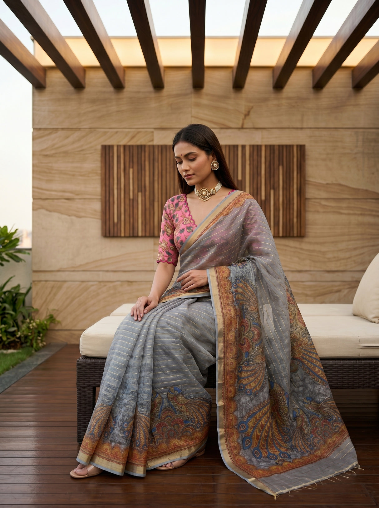 MIMOSA Grey Saree Saree — pose 8 styling detail