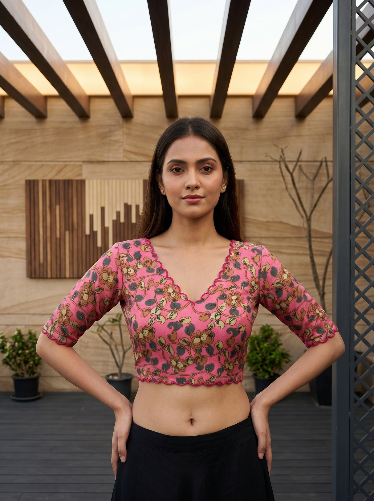 MIMOSA Grey Saree Saree — blouse close-up