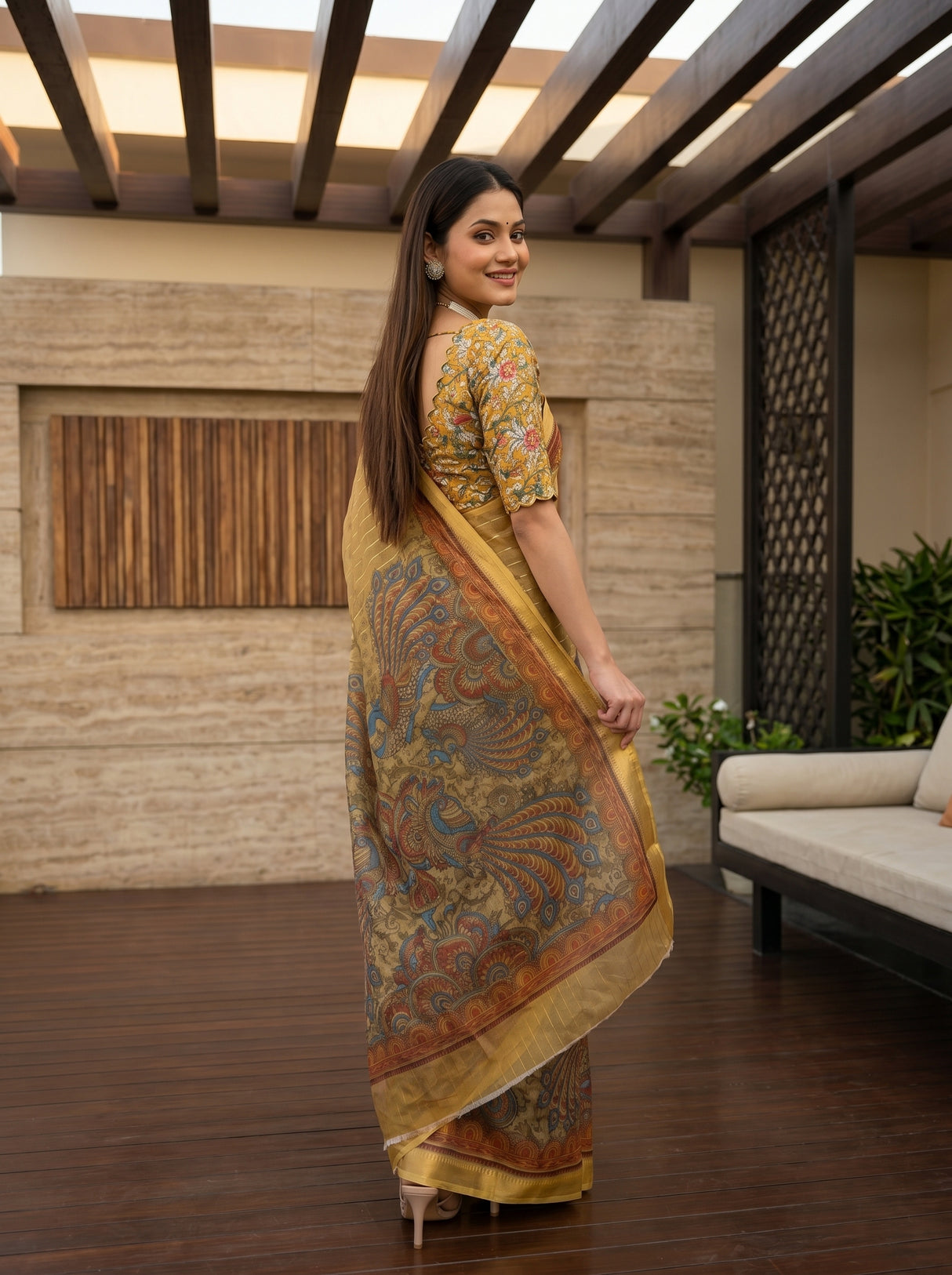 MIMOSA Mustard Saree Saree — pose 7 styling detail