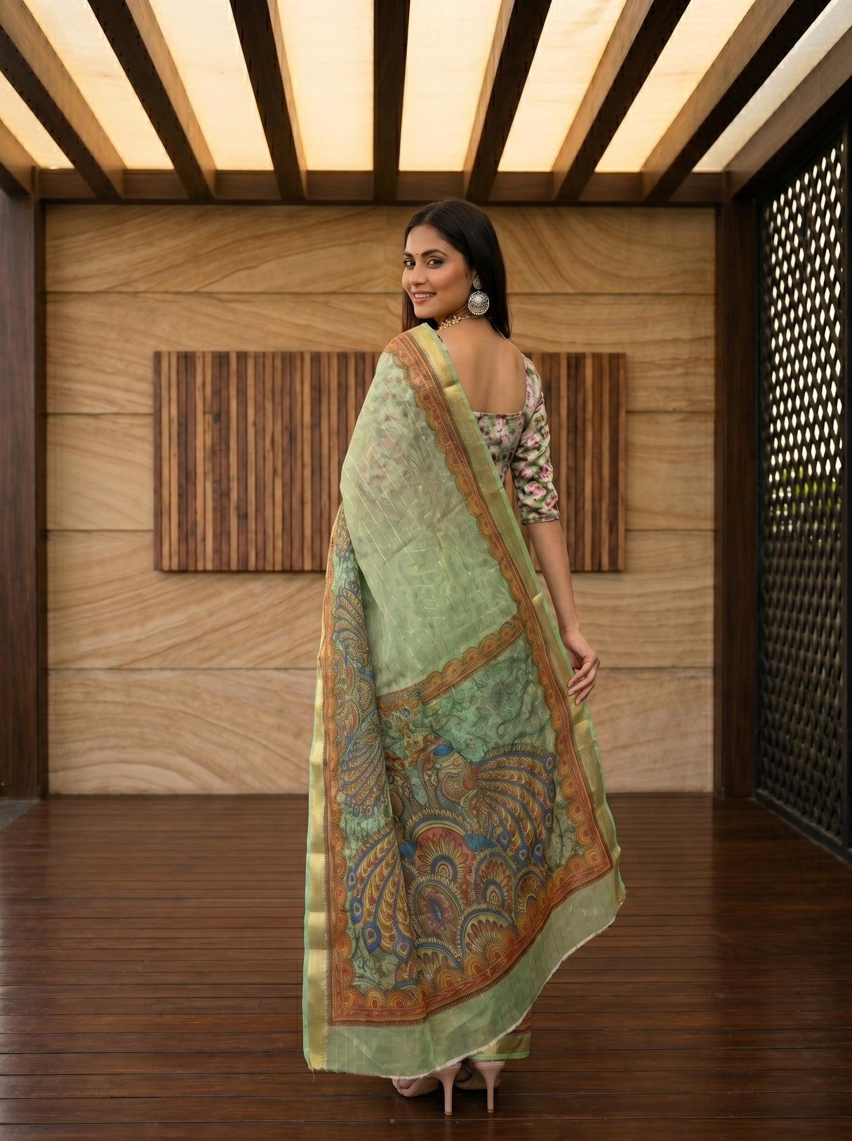 MIMOSA Olive Saree Saree — pose 7 styling detail
