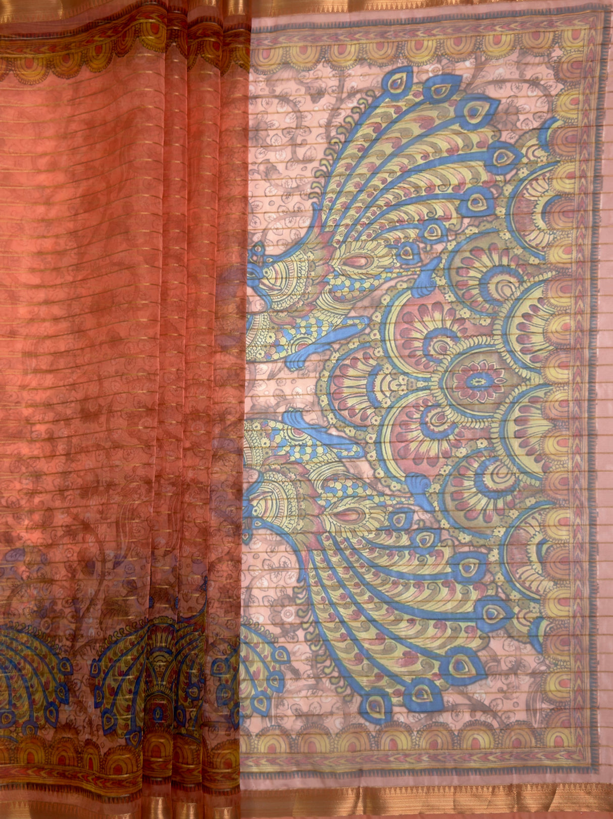 MIMOSA Peach Saree Saree — pallu and zari work detail