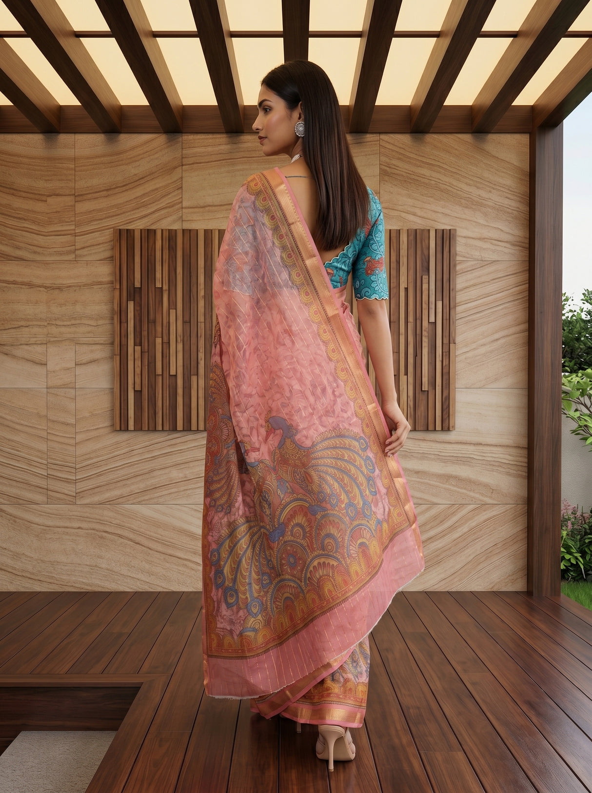 MIMOSA Pink Saree Saree — pose 2 styling detail