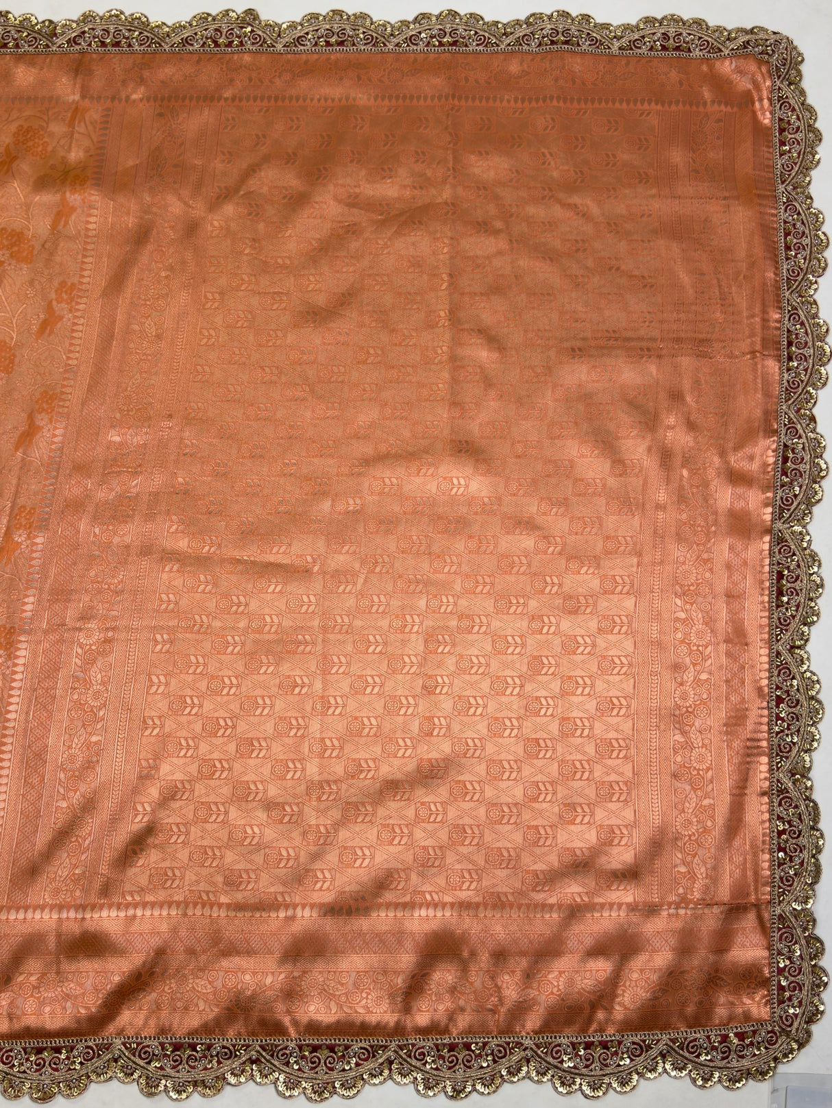 MIMOSA Orange Saree Saree — pallu and zari work detail