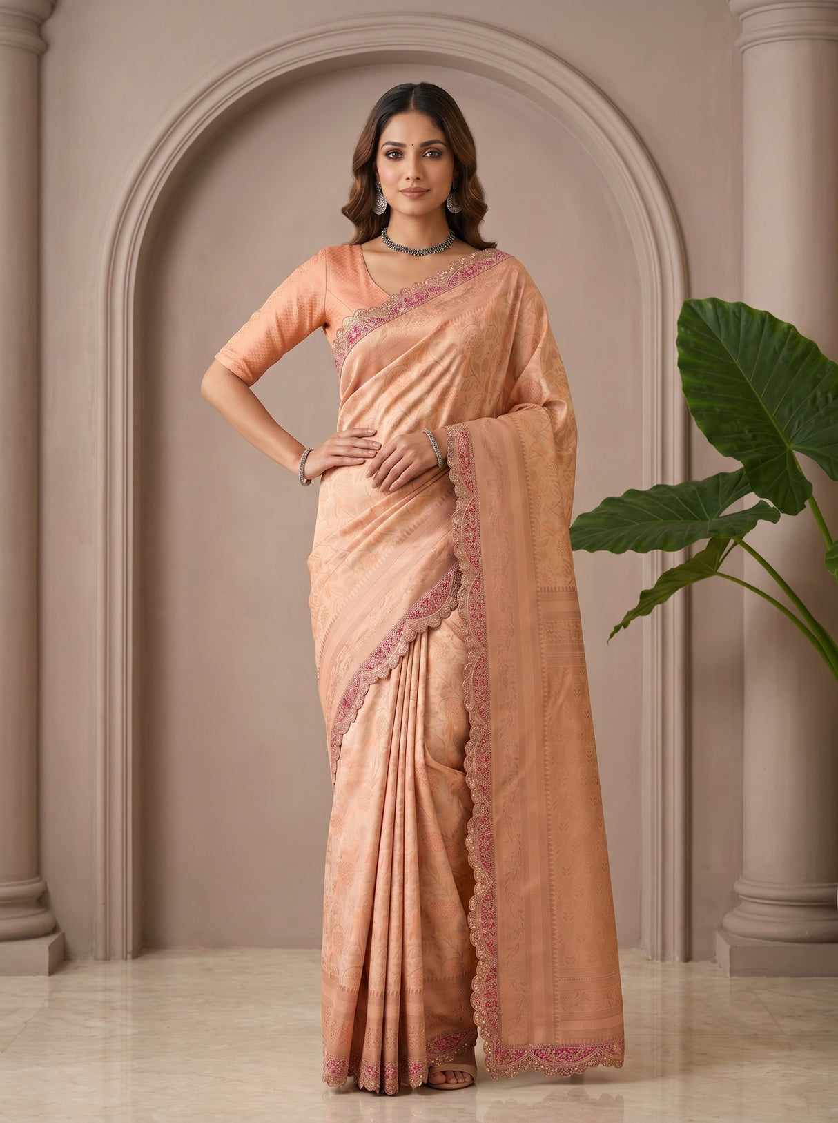 MIMOSA Peach Saree Saree — pose 4 styling detail