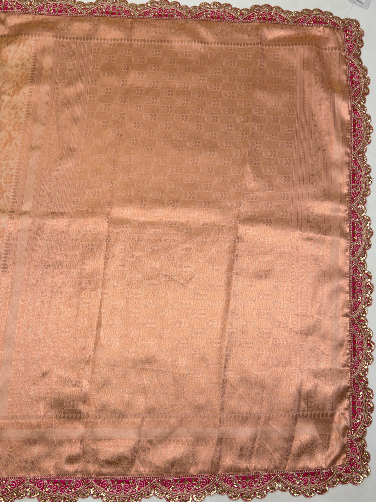MIMOSA Peach Saree Saree — pallu and zari work detail