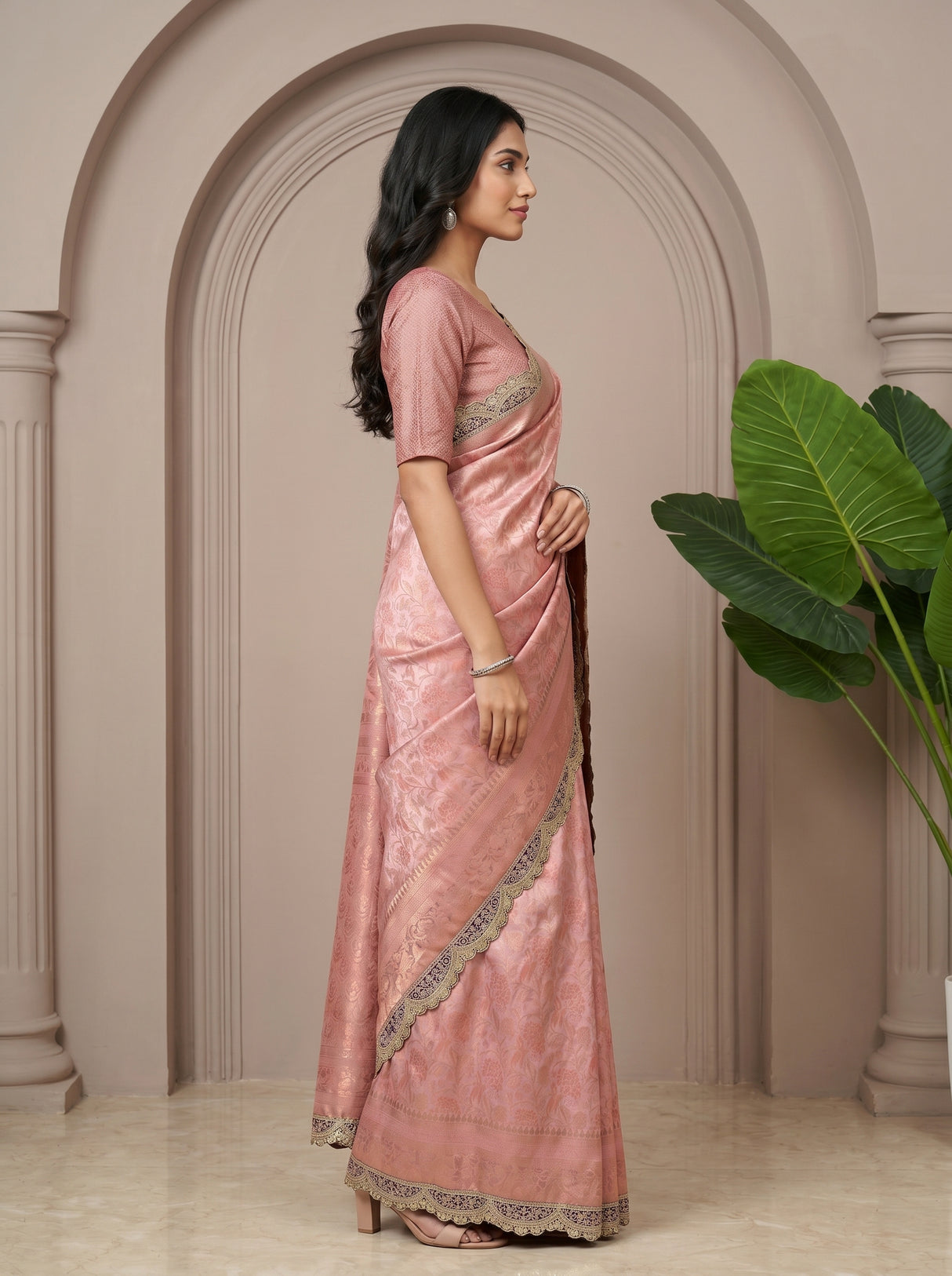 MIMOSA Pink Saree Saree — pose 3 styling detail